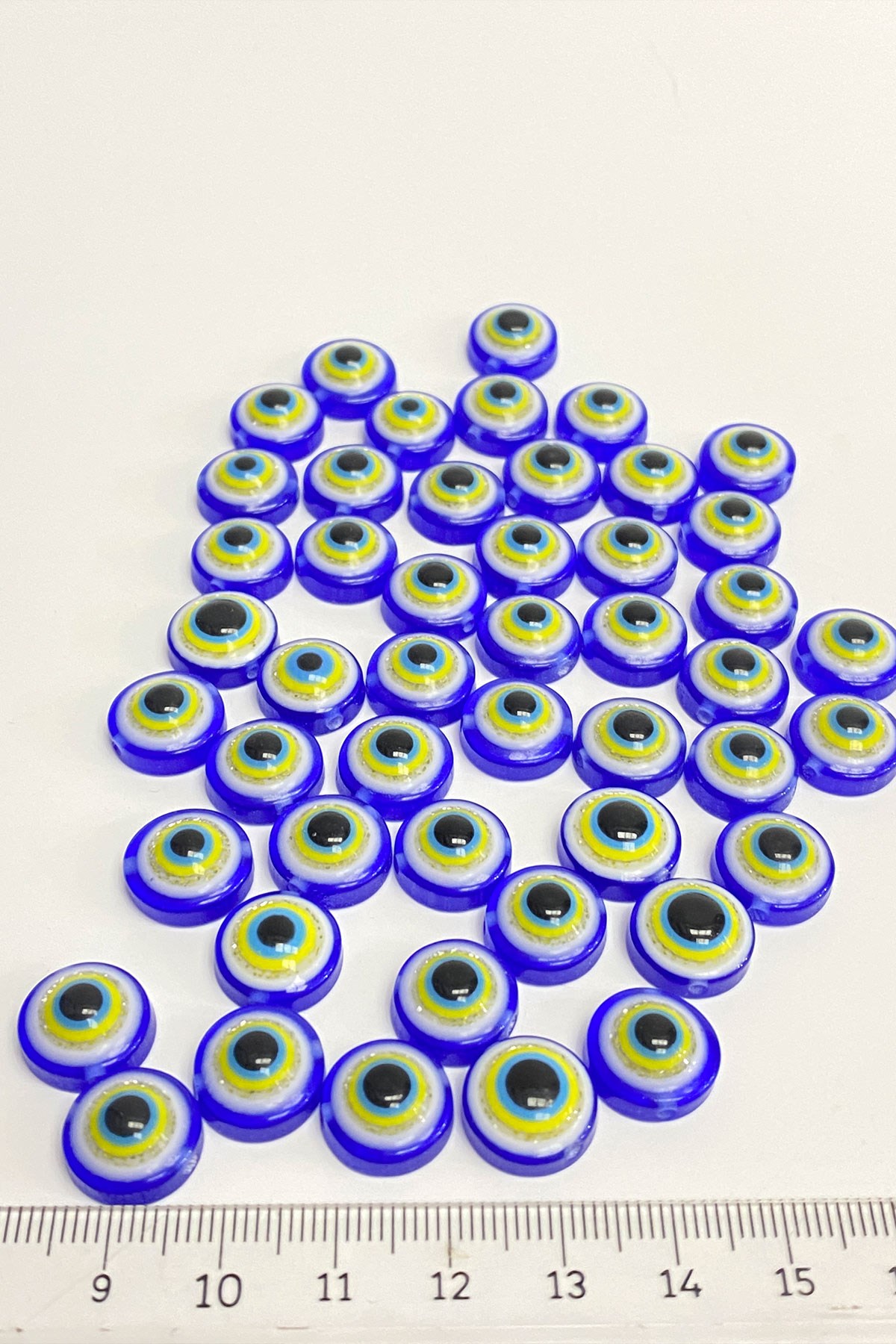 Mavi Gold Simli Dikme ve Yapıştırmalı Nazar Boncuğu