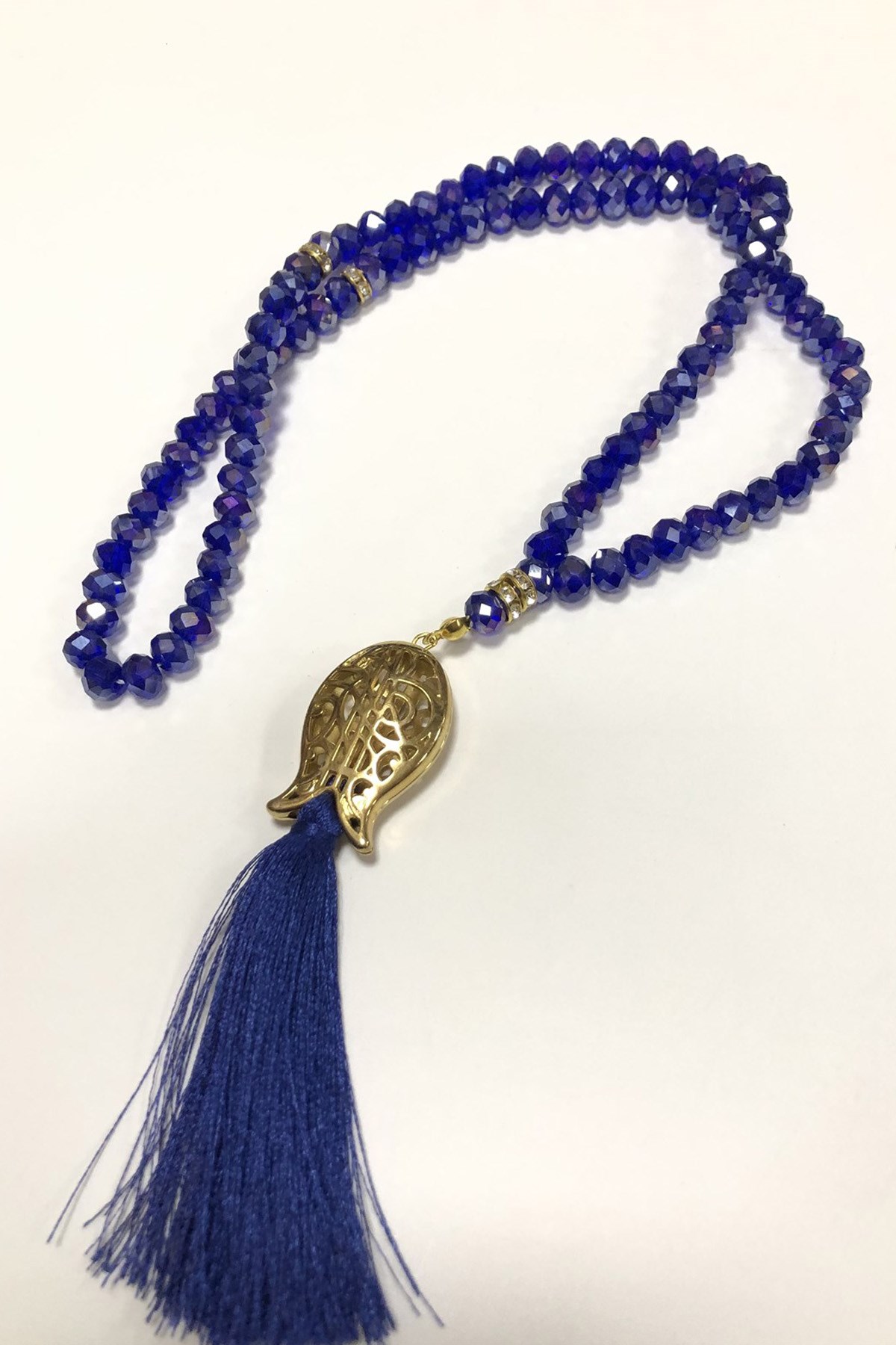 Mavi Kristal Boncuklu Tesbih 99 lu