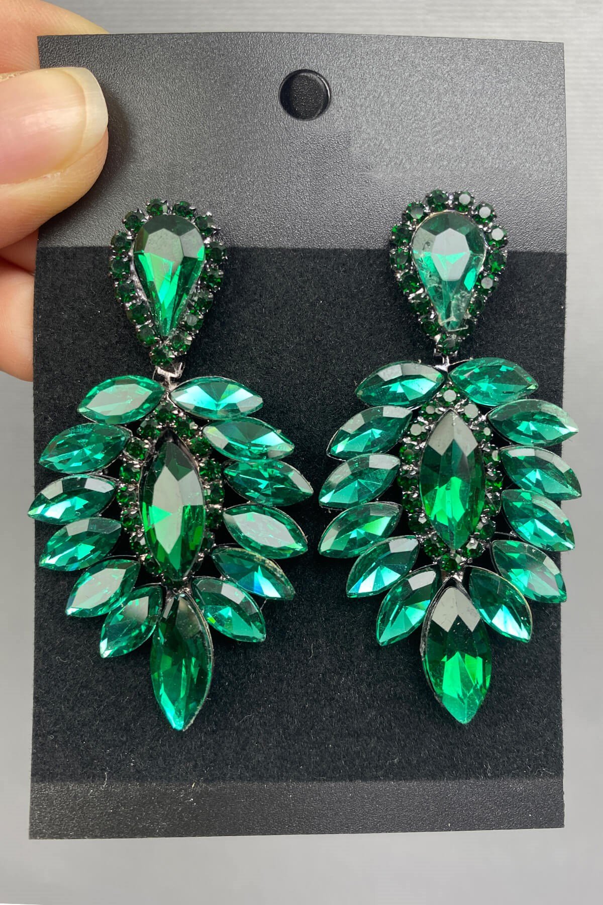 Shuttle Glass Stone Earrings