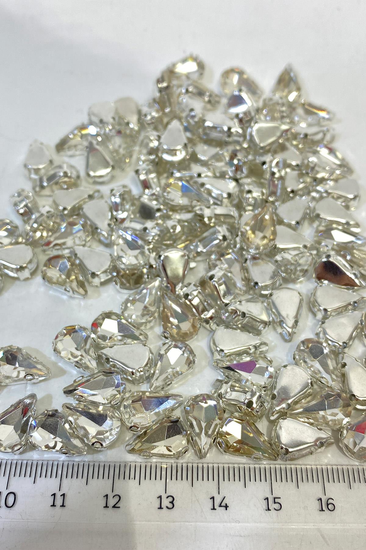 Metal Kasalı Damla Beyoğlu Taşı Dikme boncuk 10 Adet