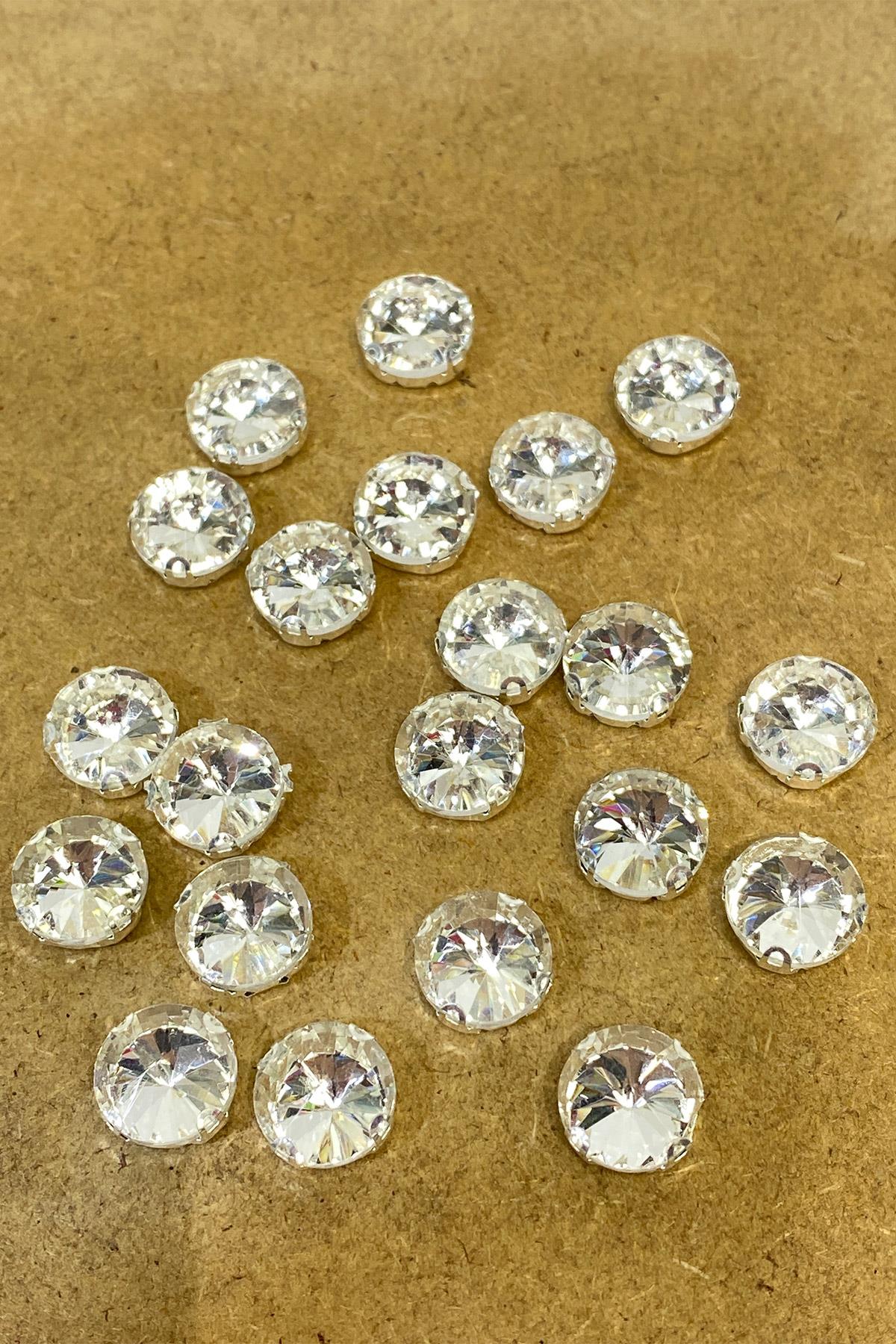 Metal Kasalı Yuvarlak Beyoğlu Taşı Dikme boncuk 5 Adet