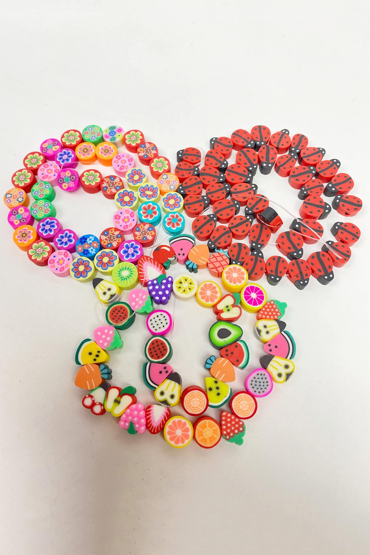 Fruit Flower and Ladybug Fimo Bead Set 3 Series