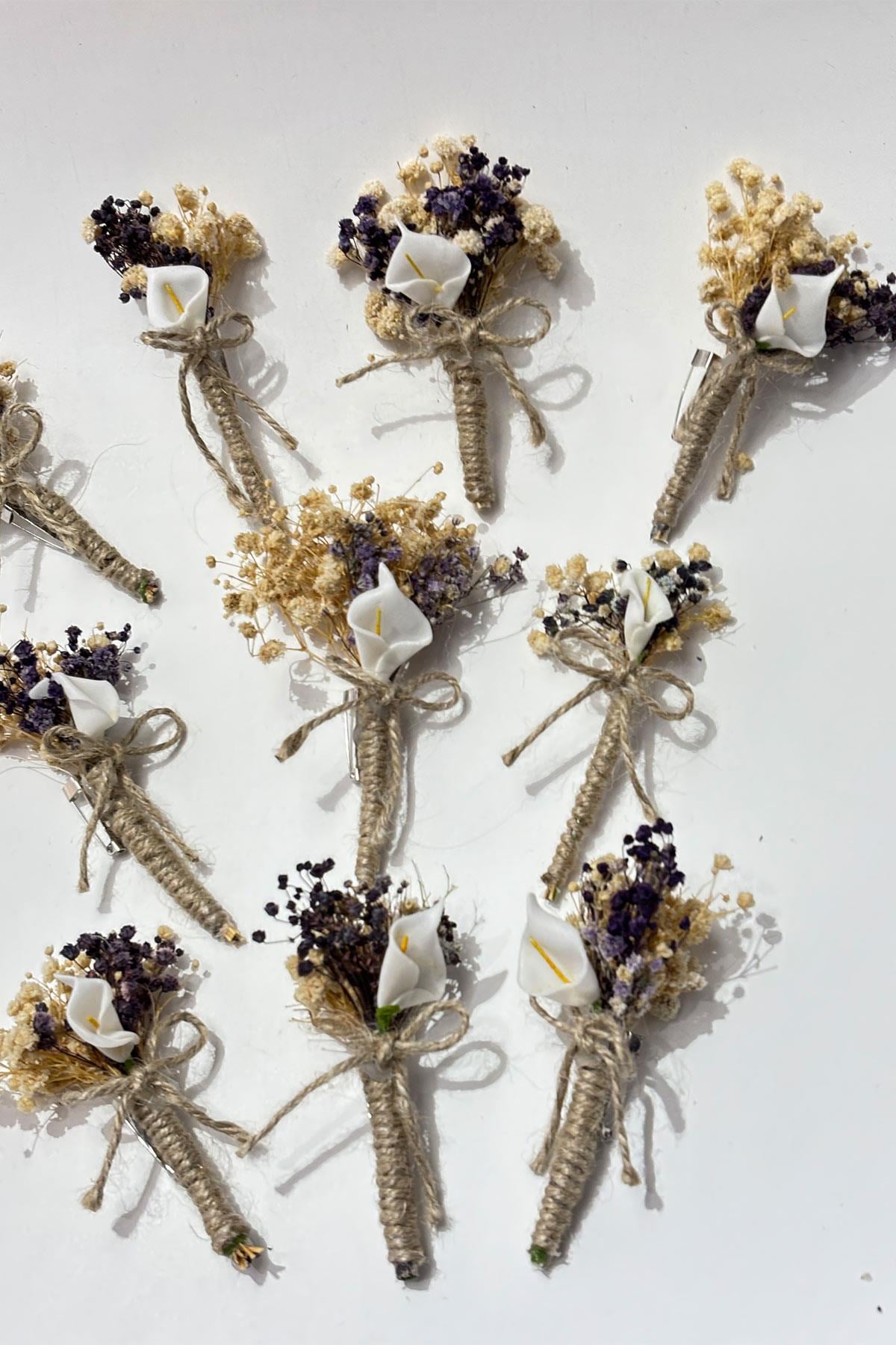 Purple Gala Gypsophila Grooms Boutonniere, Best Mans Boutonniere, 10 Pieces