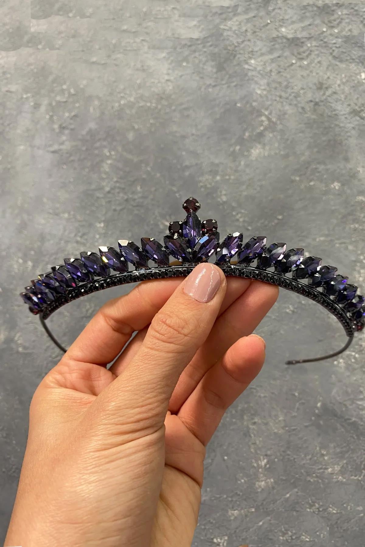 Purple Thin Shuttle Stone Bridal Henna Crown