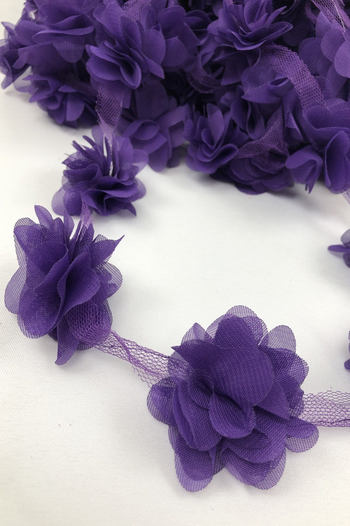 Purple Color Laser Cut Tulle Flower
