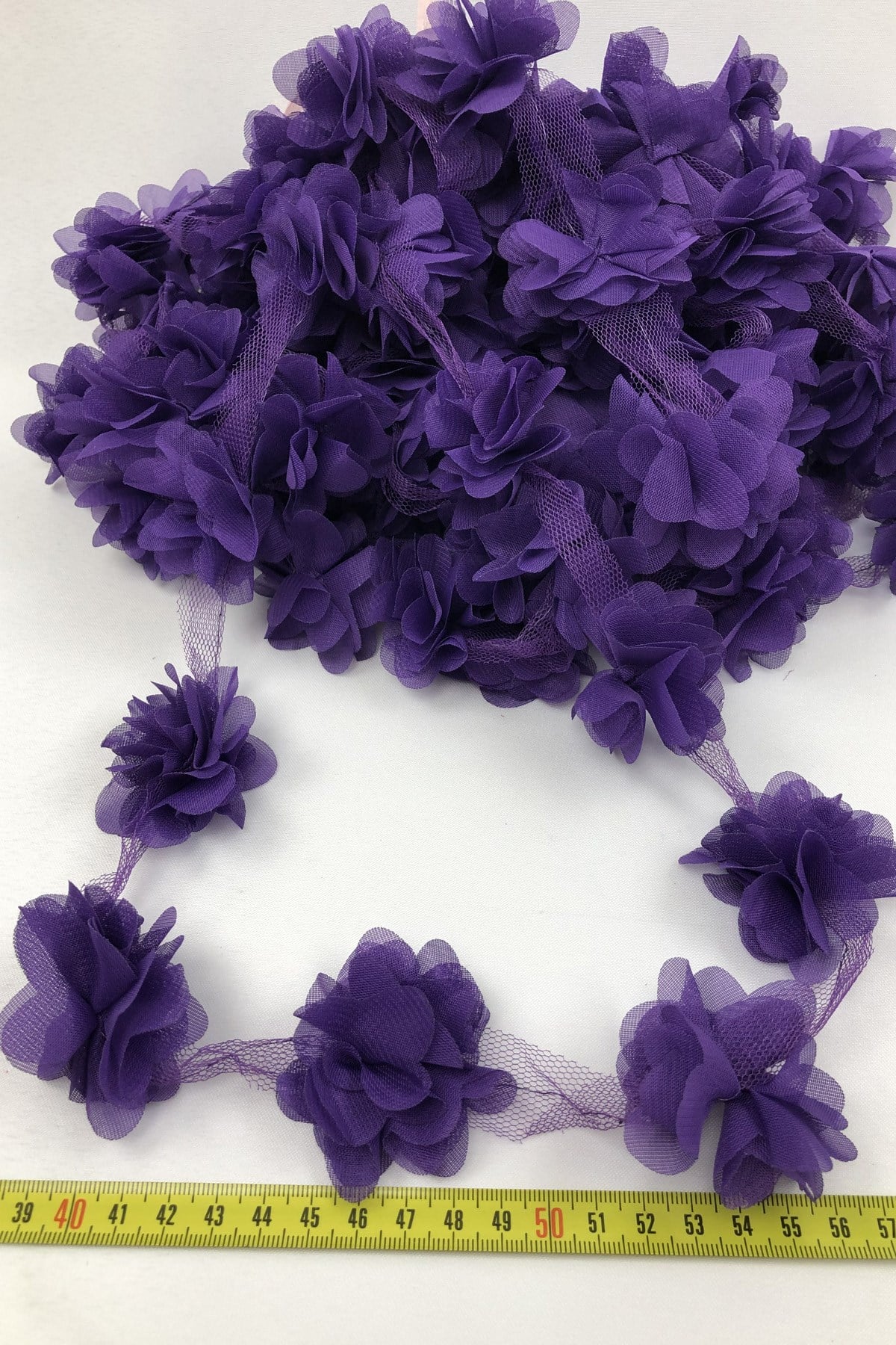 Purple Color Laser Cut Tulle Flower