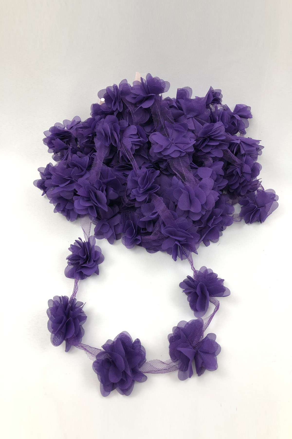 Purple Color Laser Cut Tulle Flower