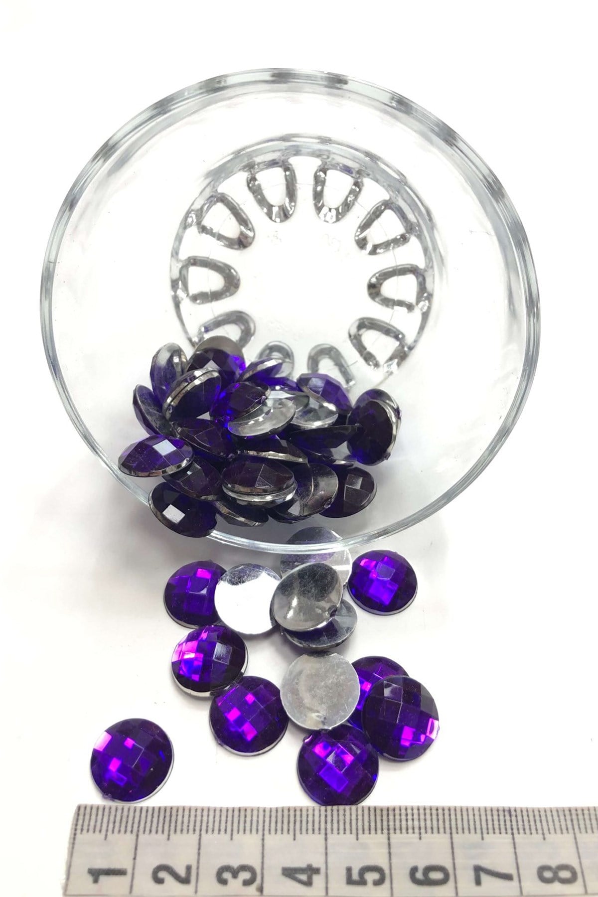 Mor Renk Yuvarlak Plastik Dikme Taş 20 gr