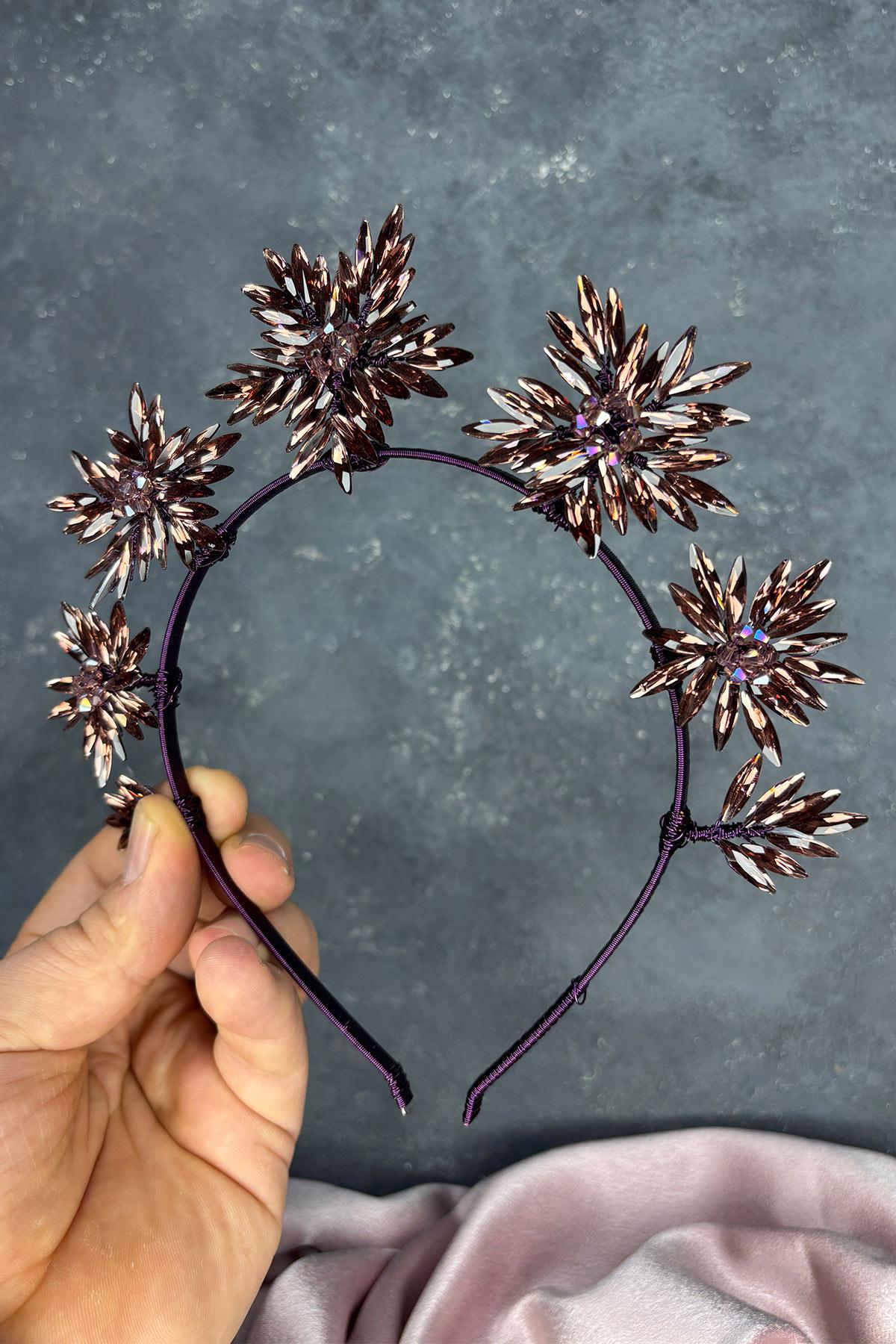 Purple Star Stone Bridal Henna Crown and Bridal Hair Accessory