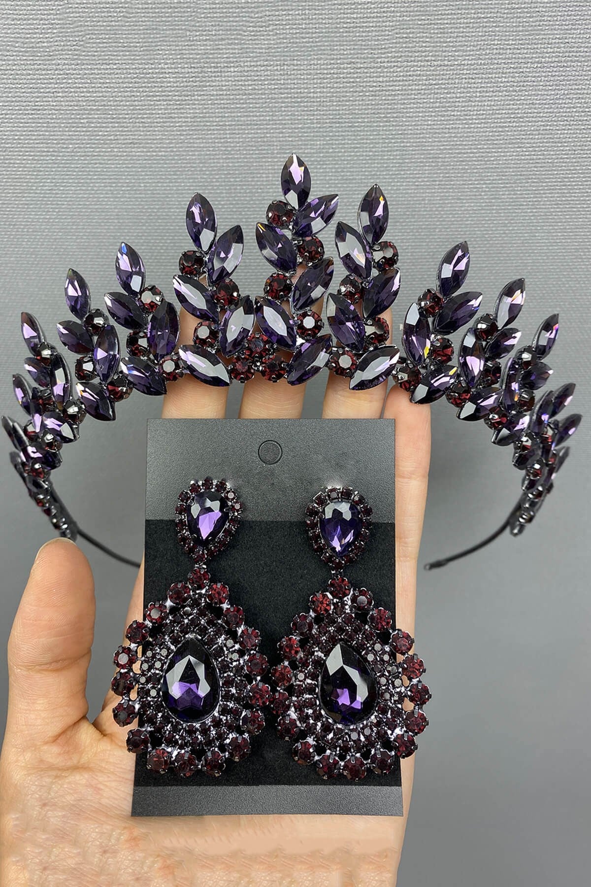 Purple Subra Bridal Henna Tiara and Earring