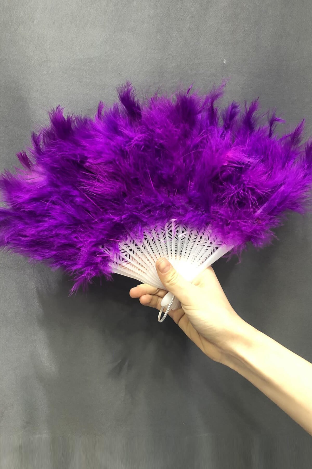Purple Feather Bridal Fan