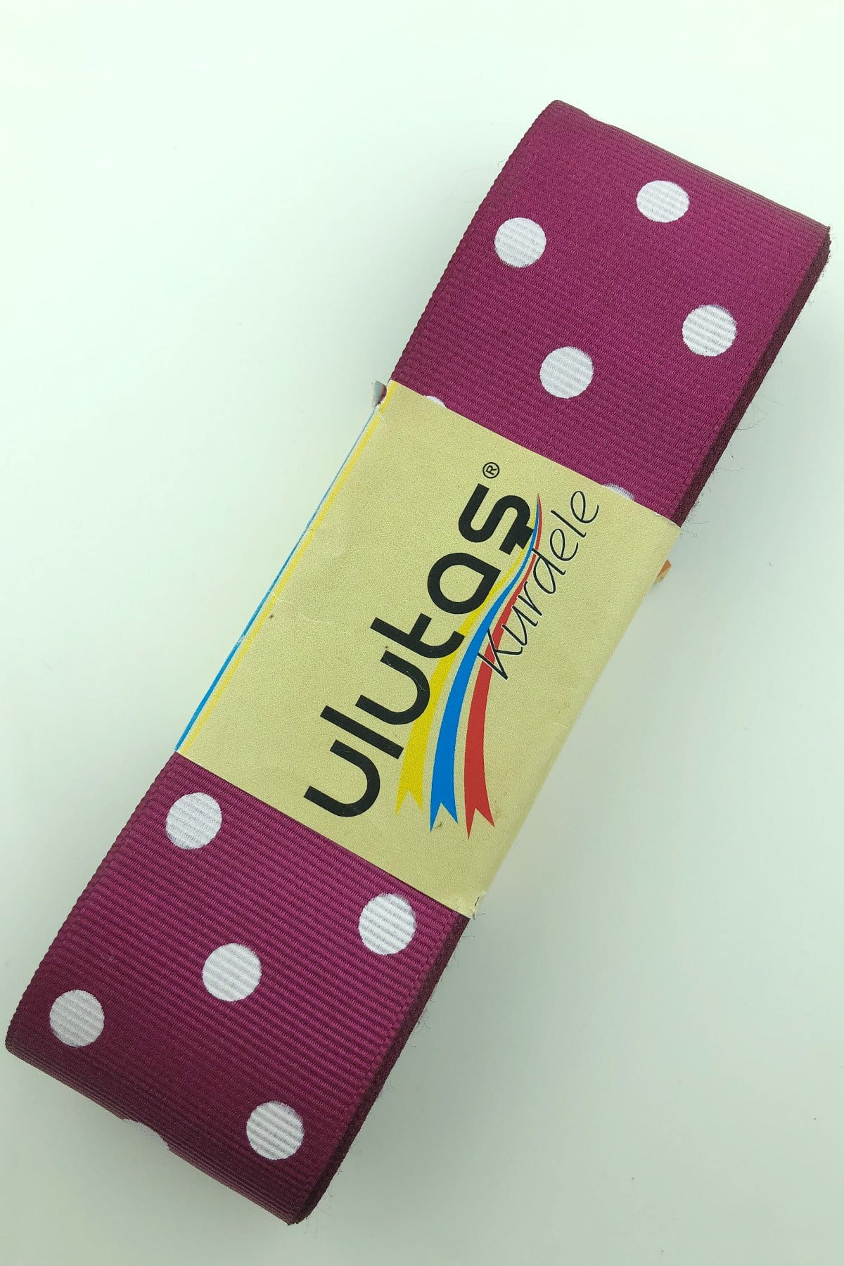 Plum White Polka Dot Grosgrain Ribbon 4 cm