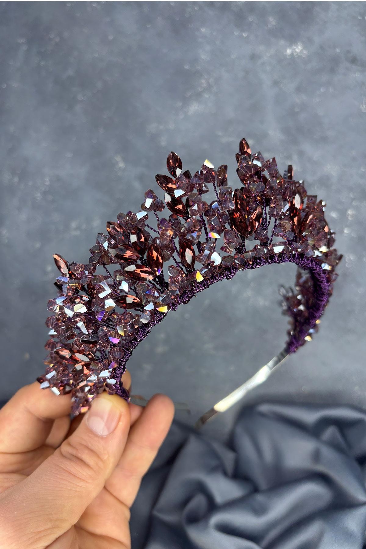 Plum Nature Beaded Bridal Henna Crown Bridal Hair Accessory