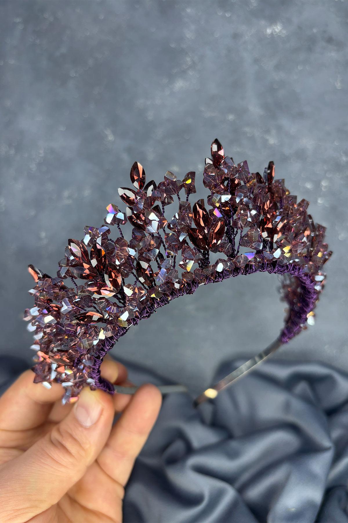 Plum Nature Beaded Bridal Henna Crown Bridal Hair Accessory
