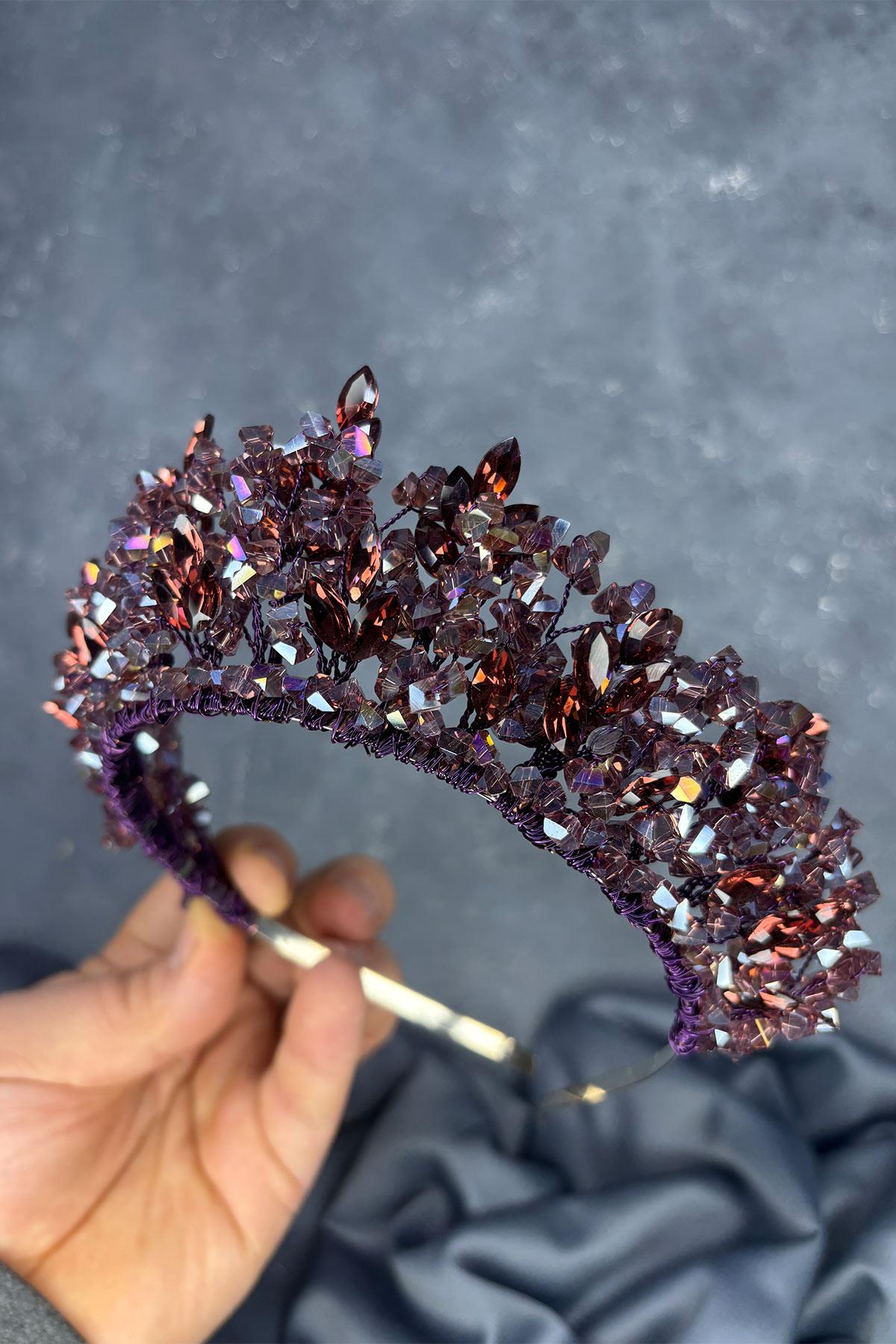 Plum Nature Beaded Bridal Henna Crown Bridal Hair Accessory