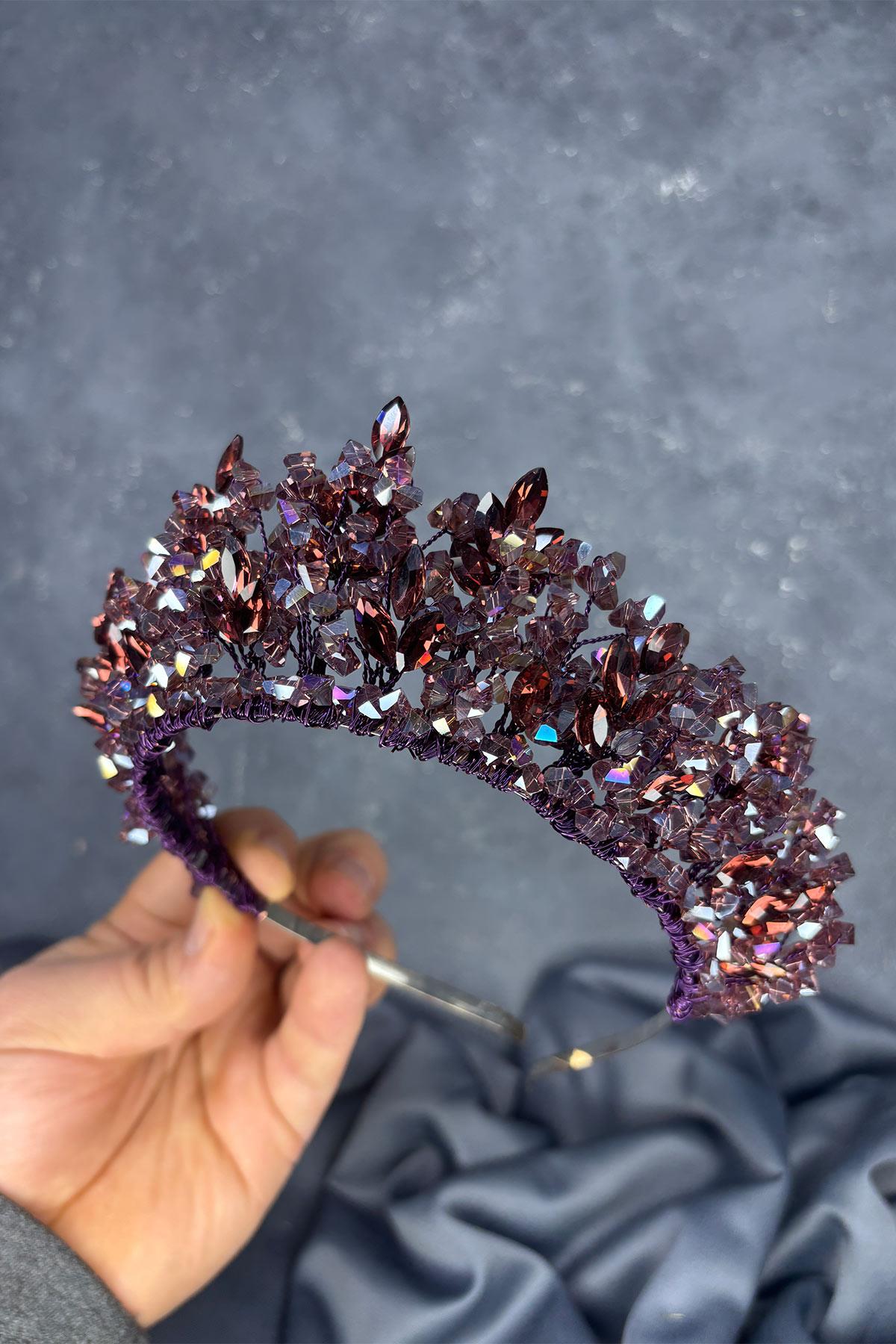 Plum Nature Beaded Bridal Henna Crown Bridal Hair Accessory