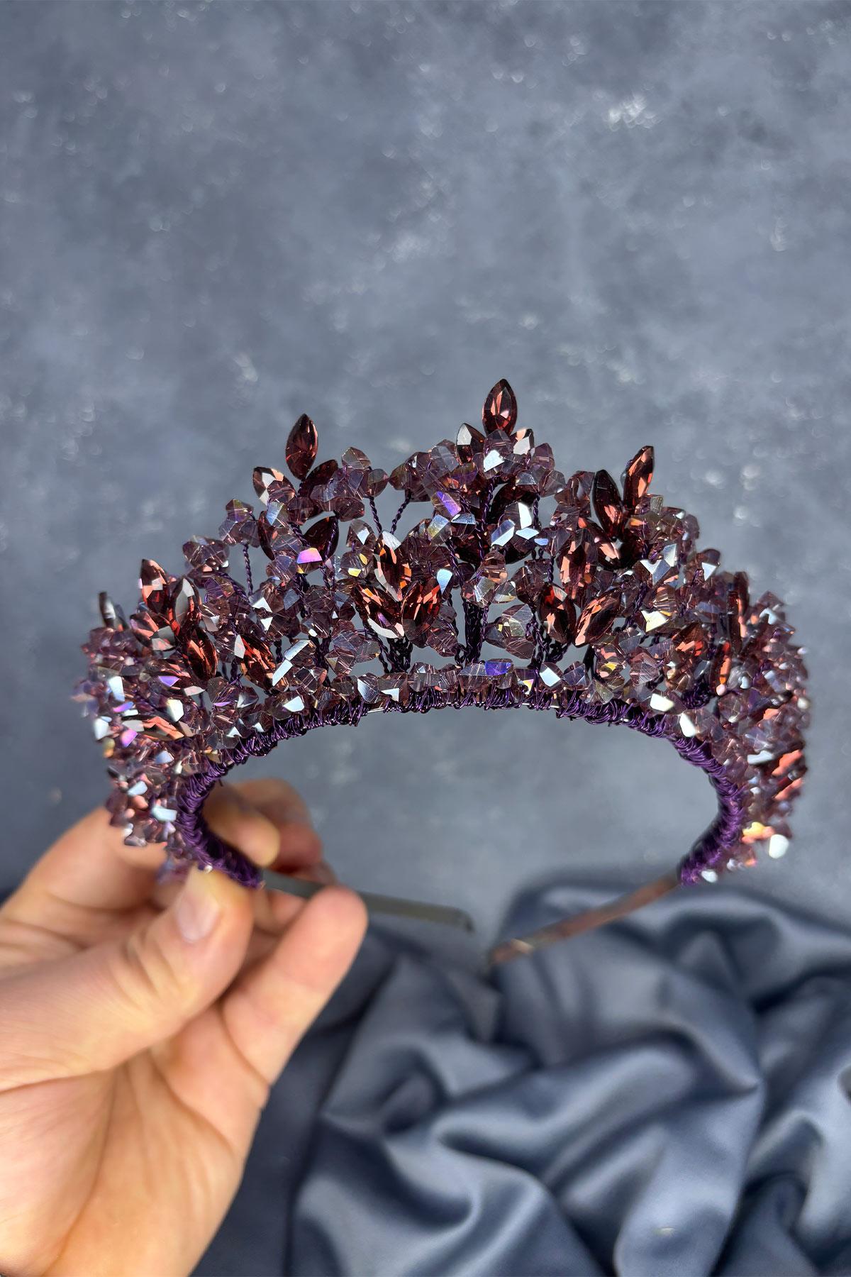 Plum Nature Beaded Bridal Henna Crown Bridal Hair Accessory