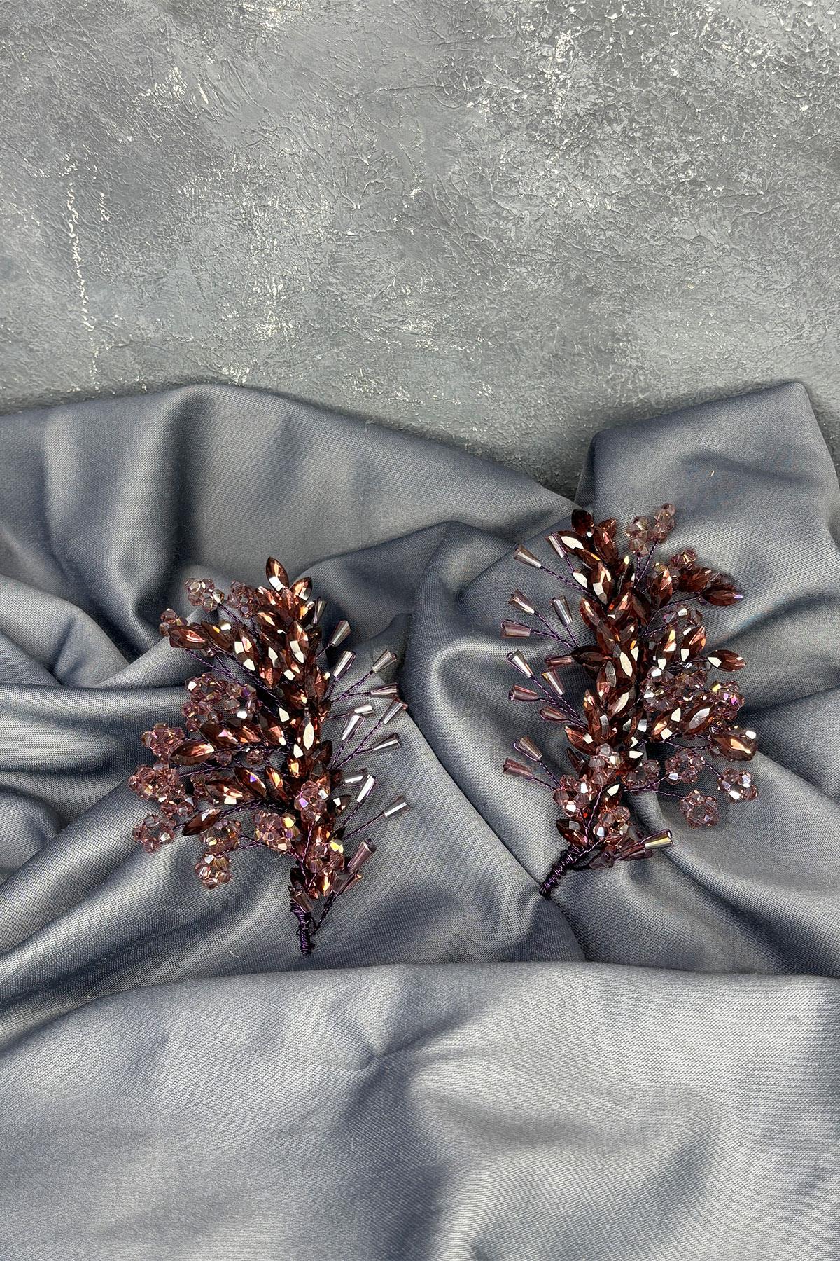 Plum Selis Double-Sided Bridal Henna Tiara Hair Accessory
