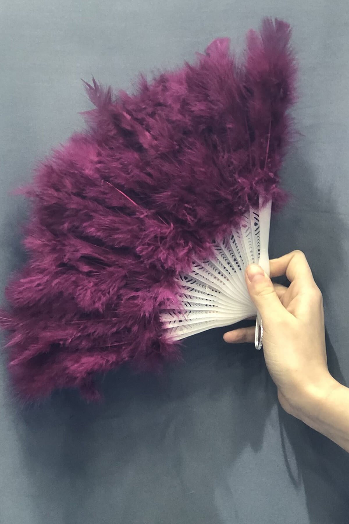 Plum Feather Bridal Fan