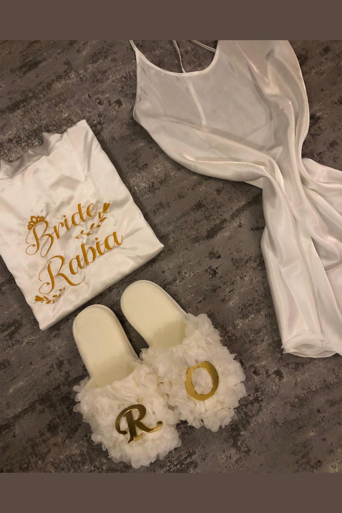Embroidered Special Design Bride Dressing Gown Set