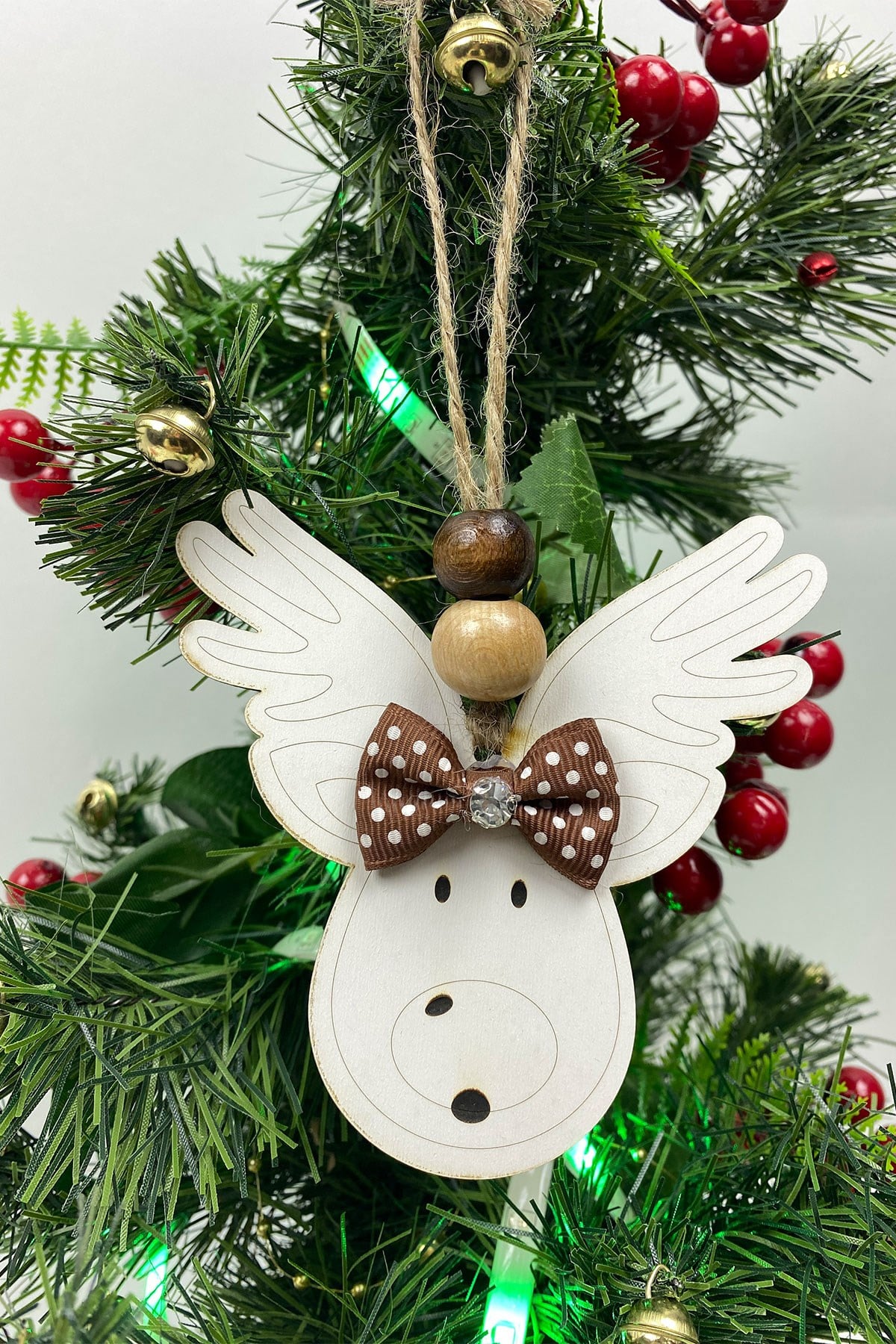 Natural Deer Printed Christmas Tree Ornament