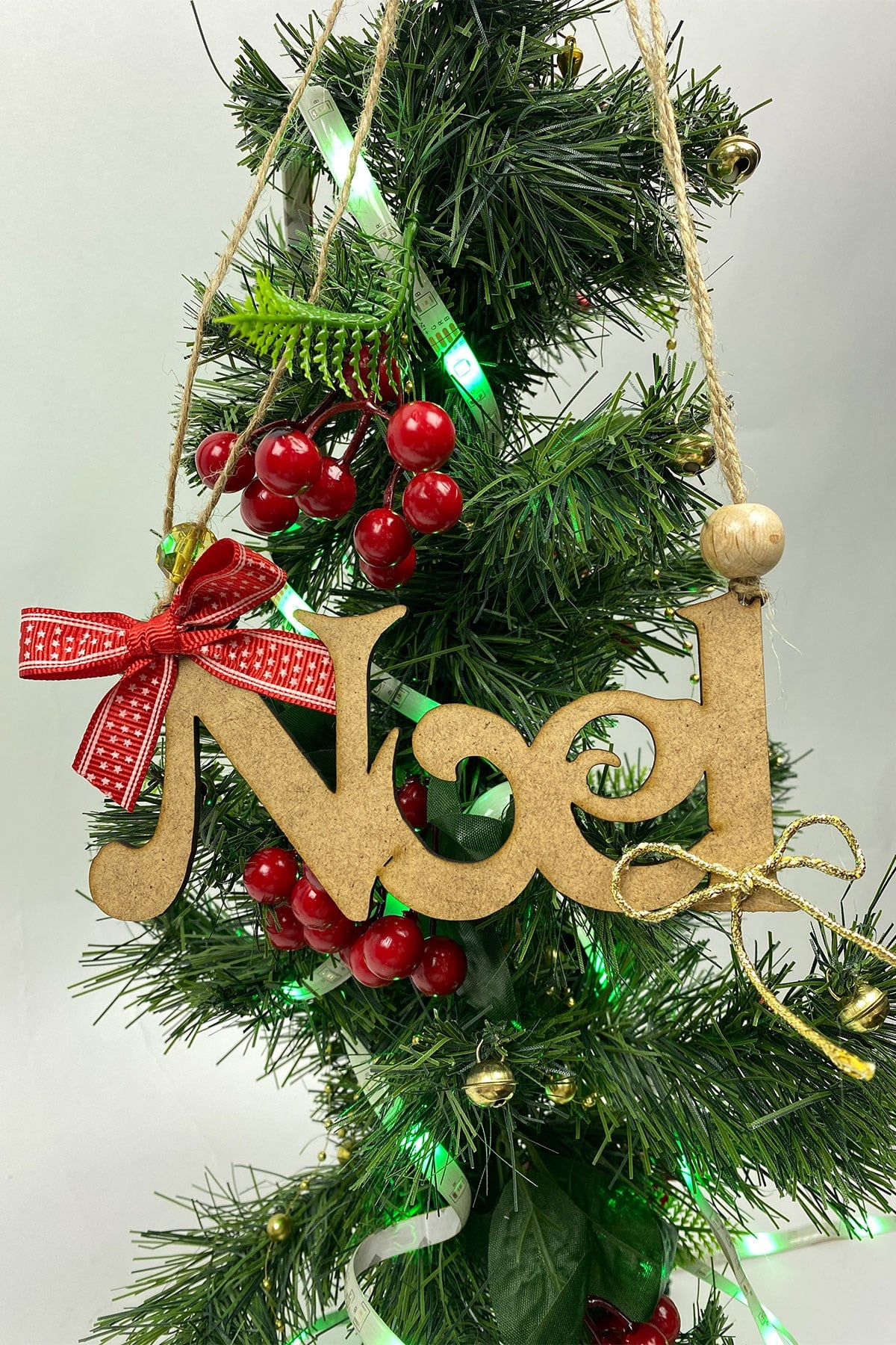 Naturel Noel Yazılı Yılbaşı Süsü(5Adet)