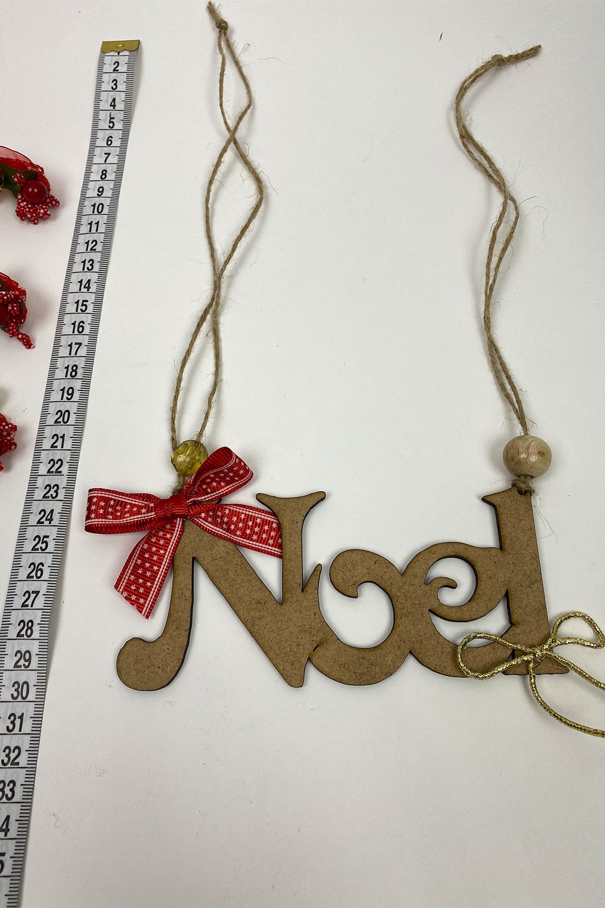 Naturel Noel Yazılı Yılbaşı Süsü(5Adet)