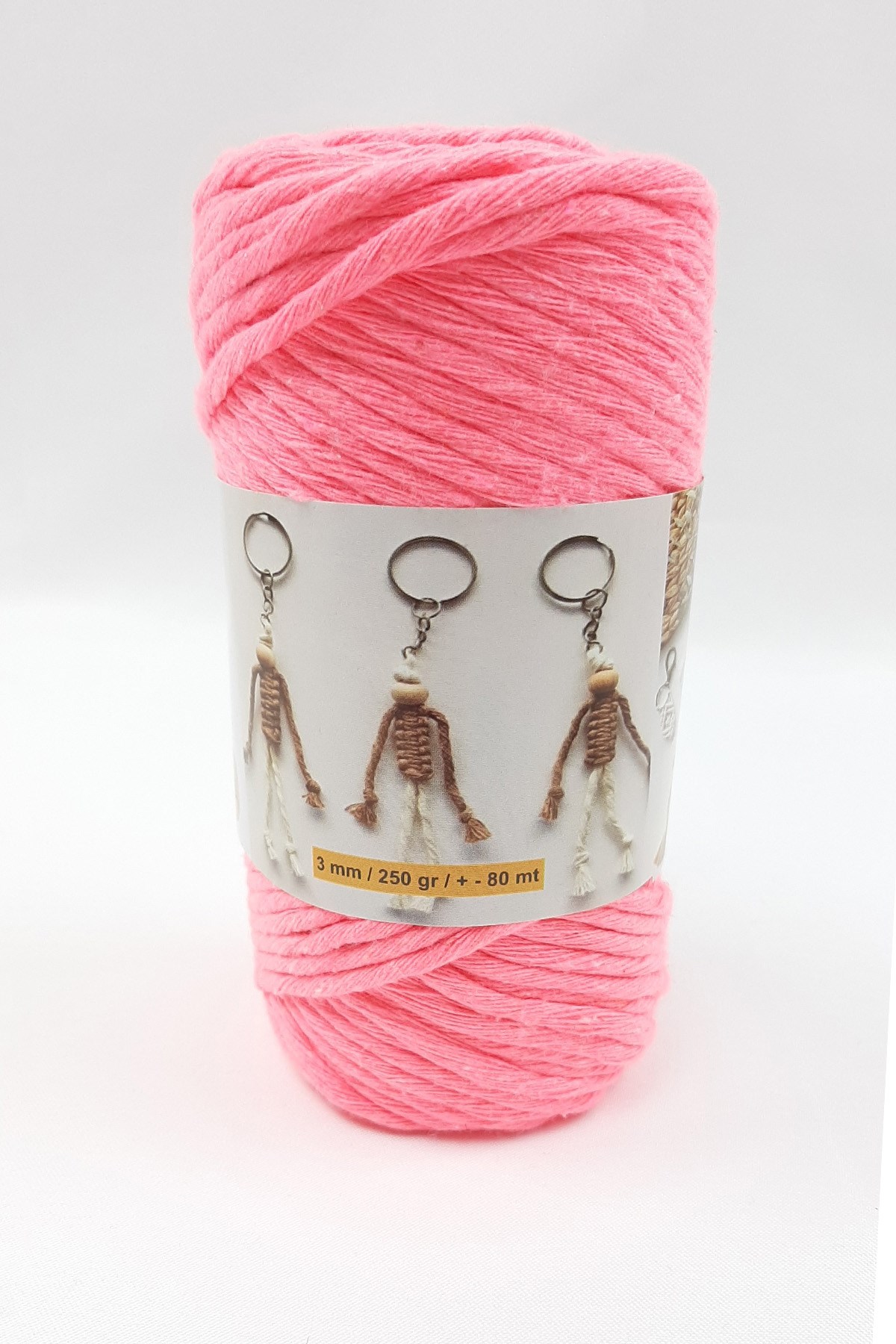 Neon Pembe İnce Büklüm Makrome