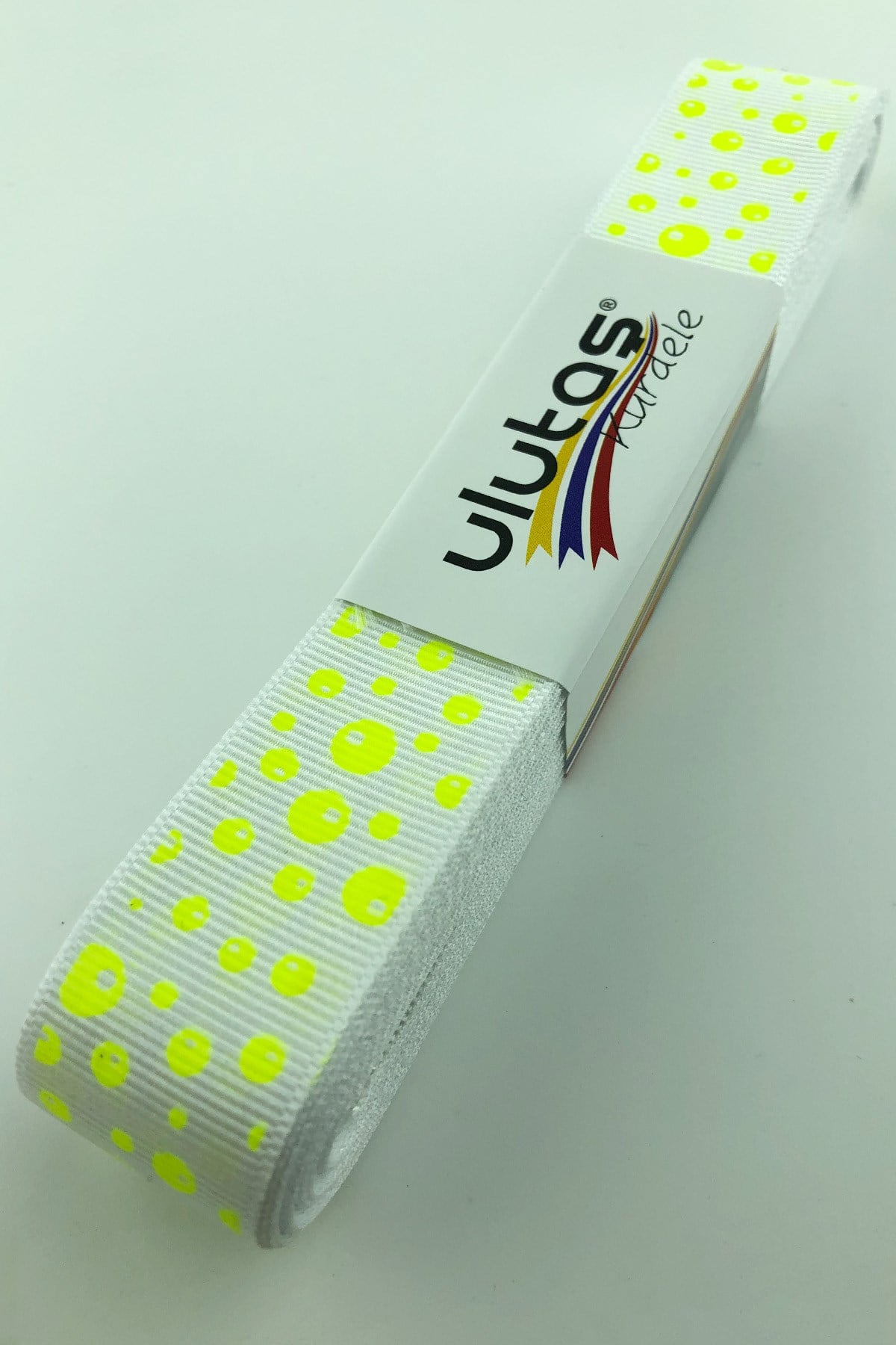 Neon Yellow Polka Dot Print Grosgrain Ribbon 2.5 cm