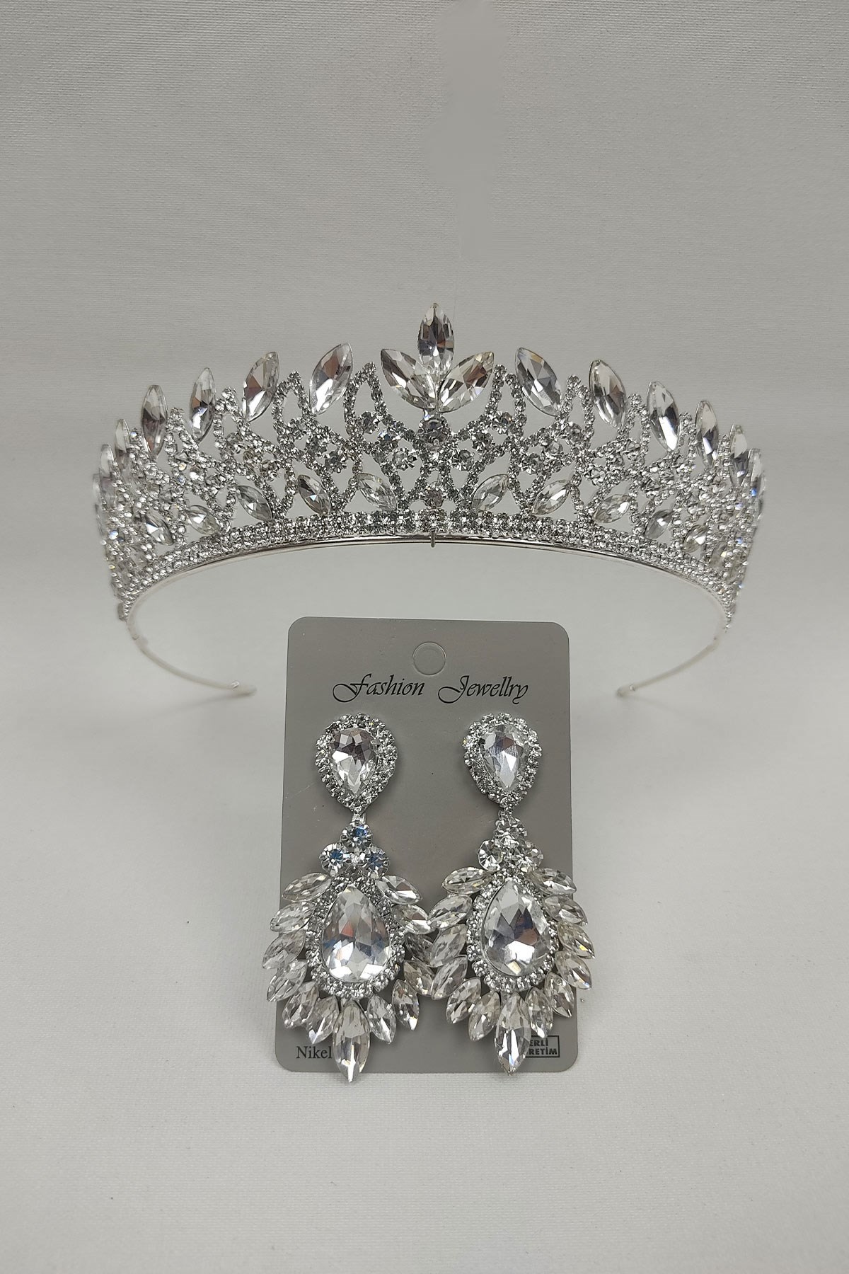 Neva Model Bridal Crown And Drop Stud Earrings