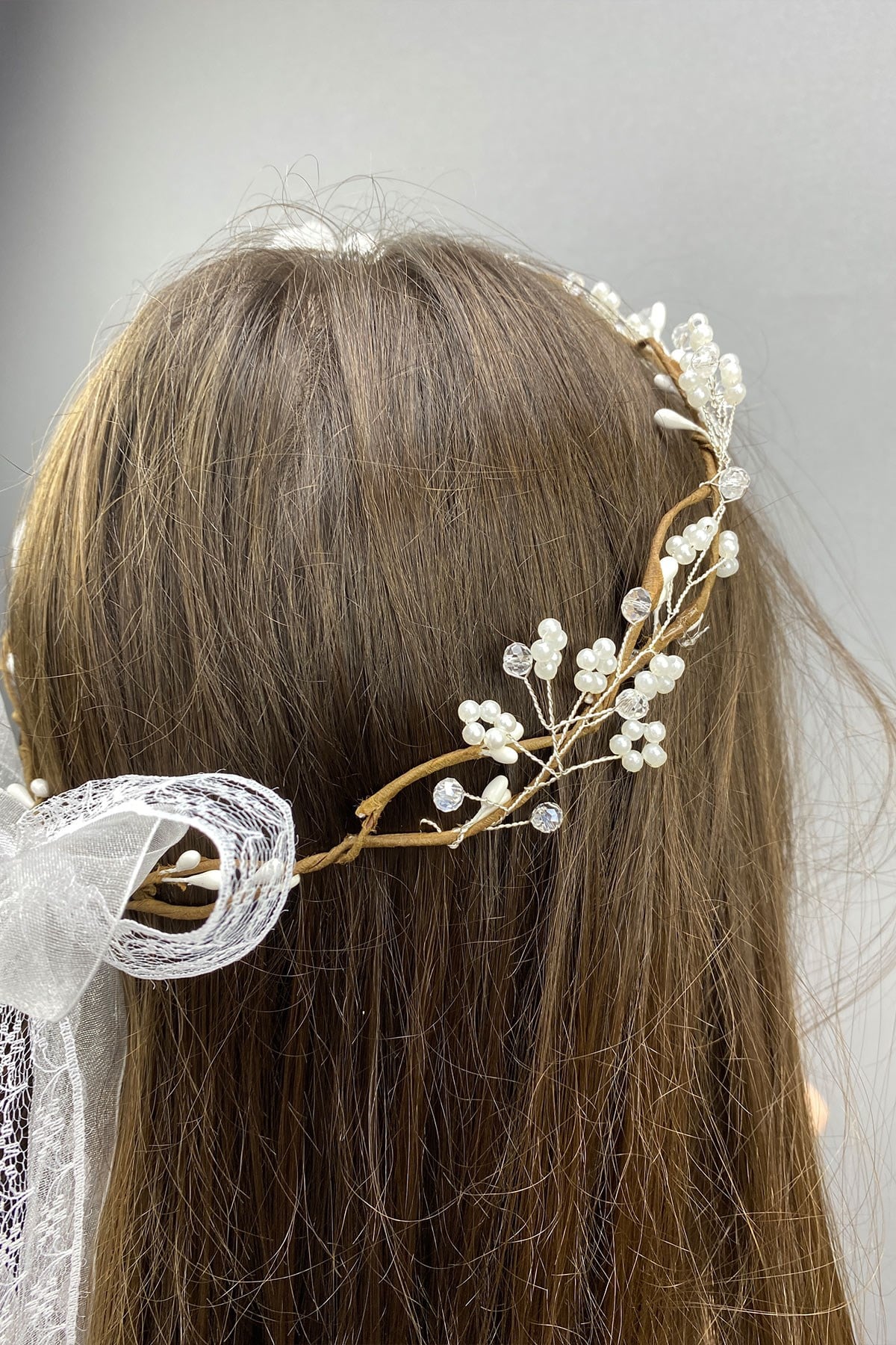 Special Design Handmade Pearl and Flower Bridal Crown and Hair Accessory
