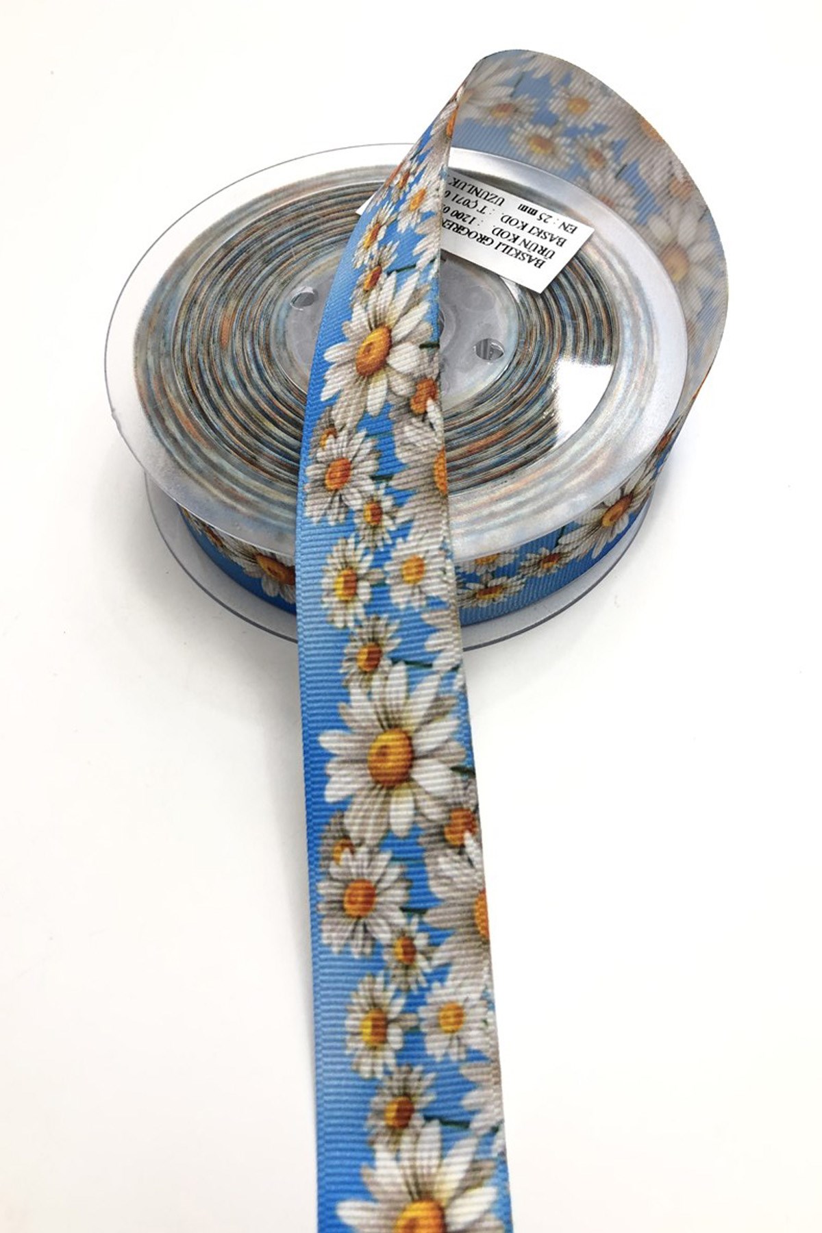 Papatya Desenli  Grogren Kurdela 2,5 cm 1 mt 