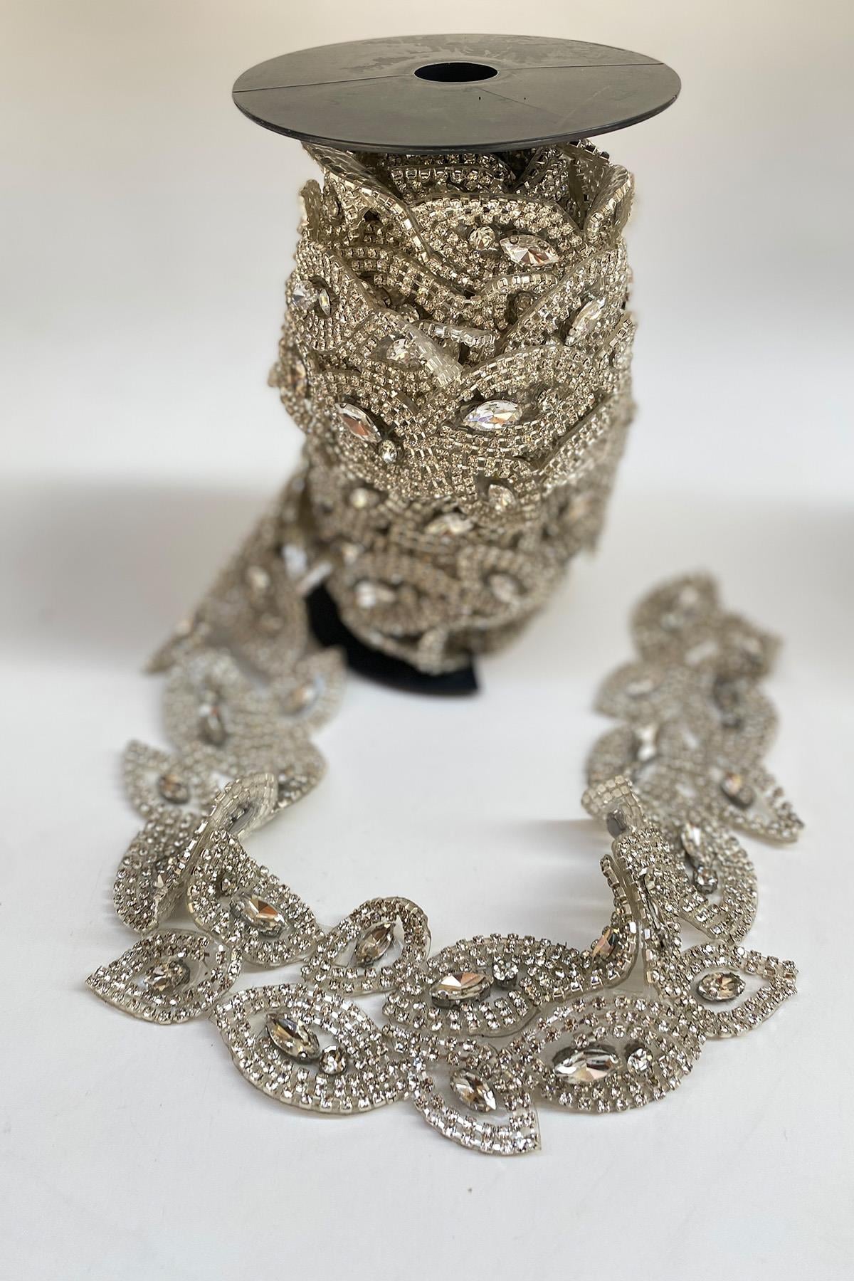 Shiny Beaded Wide Iron-On Strip Border Sconce