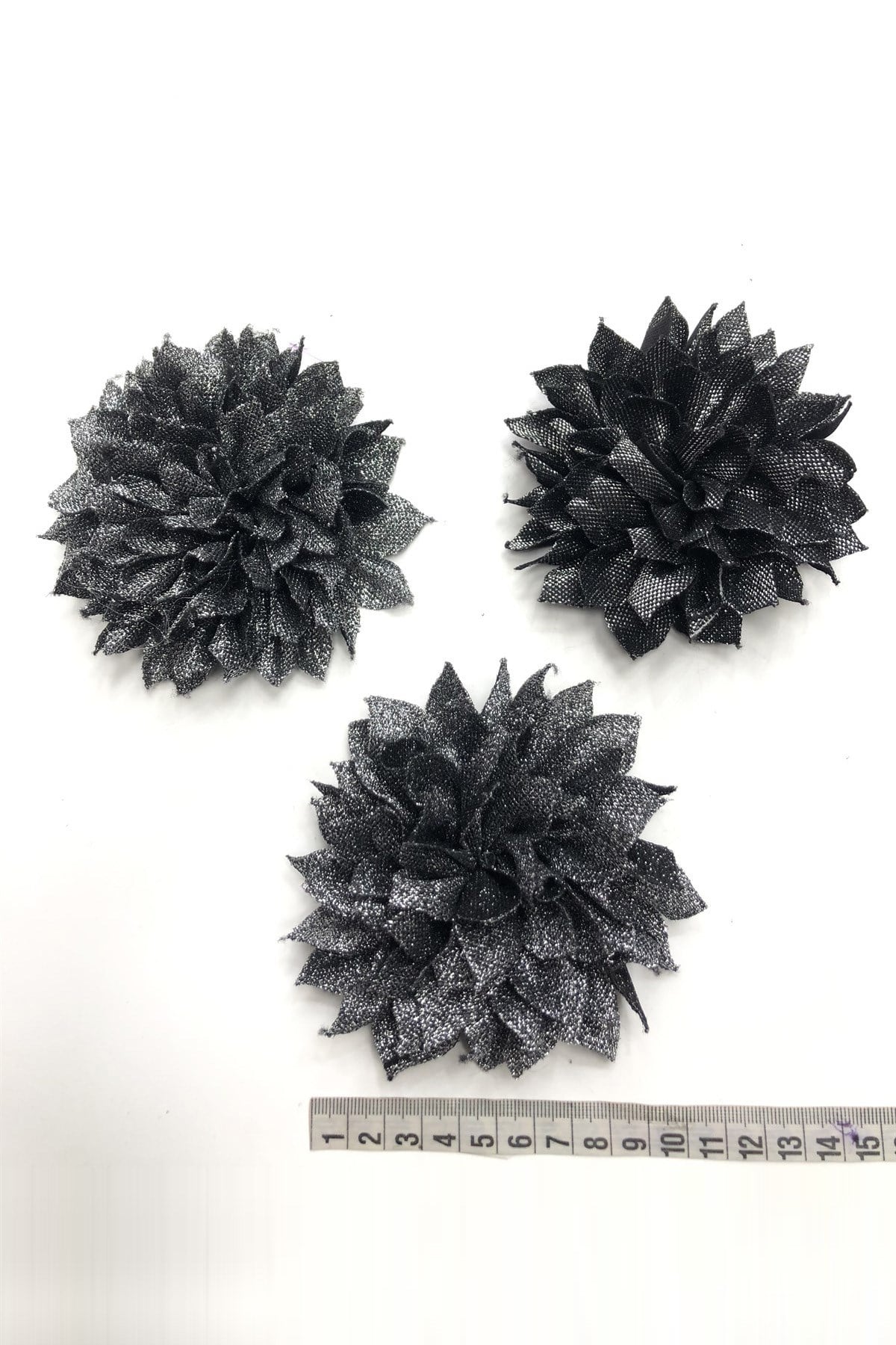 Gray Black Shiny Satin Flower
