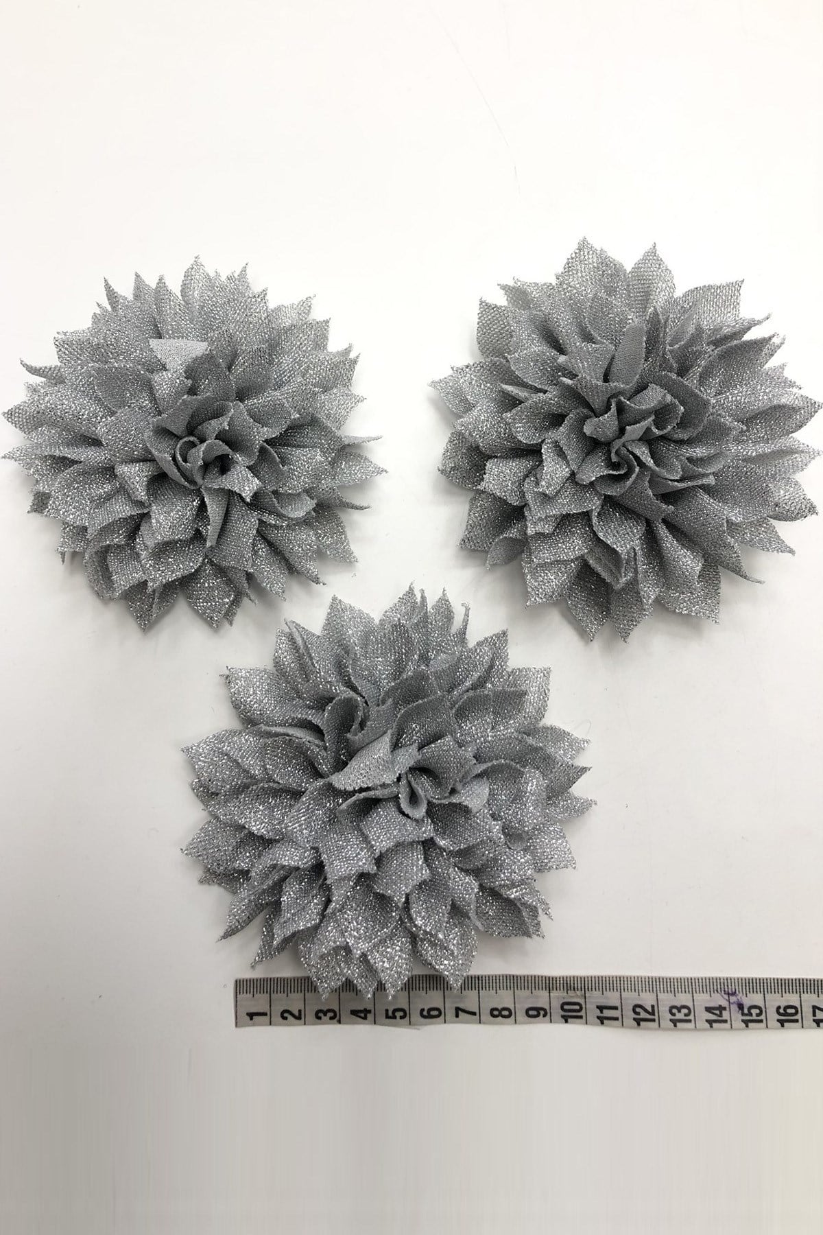 Silver Color Shiny Satin Flower