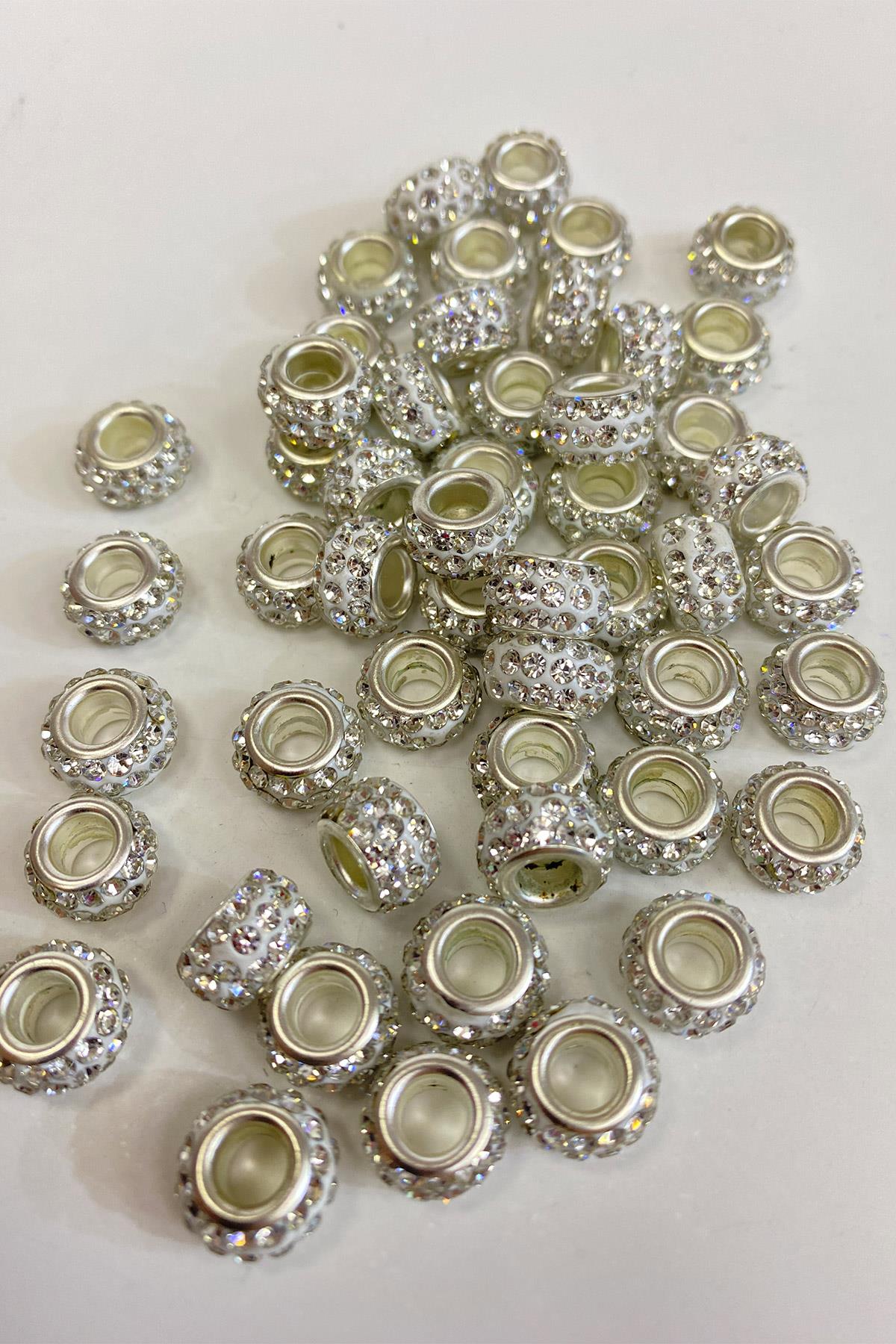 Parlak Taşlı İri Delikli Boncuk 12 mm