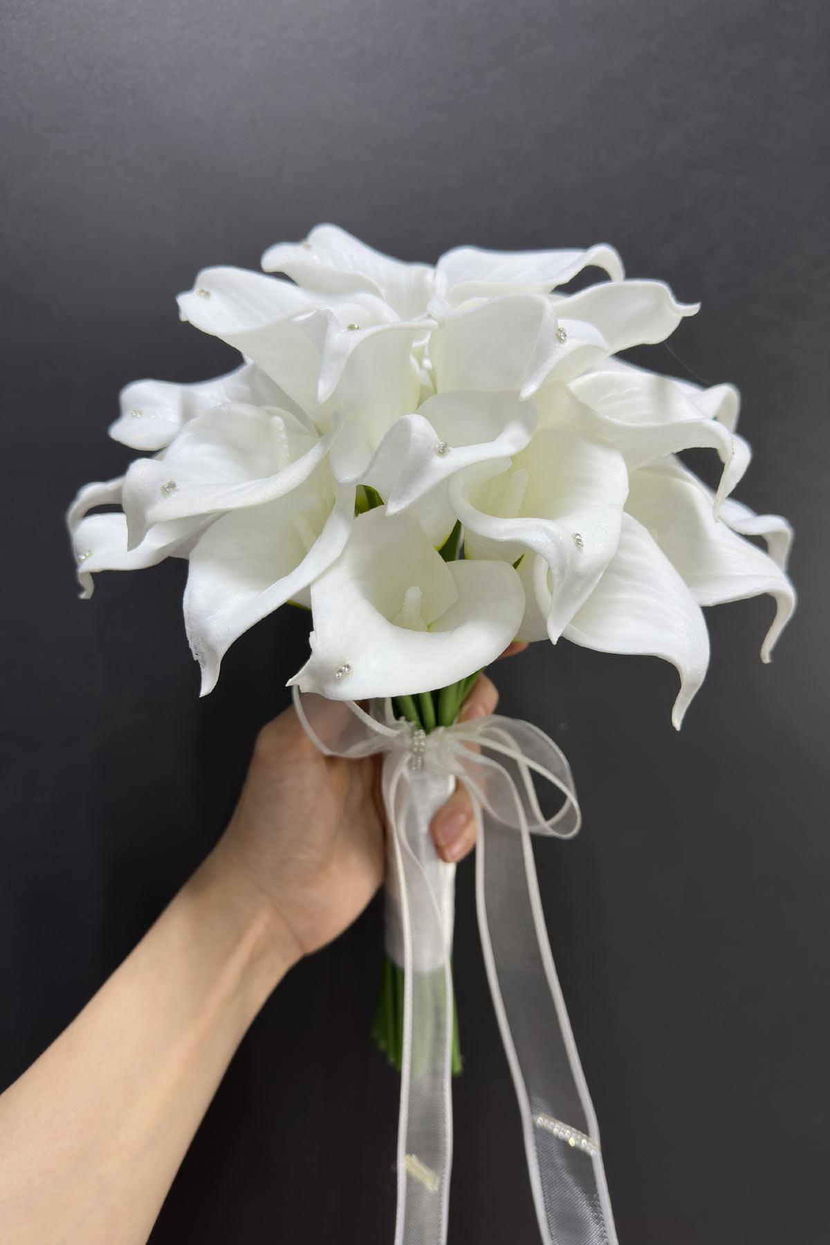 Sparkling Beaded Wet Gala Bridal Bouquet and Grooms Boutonnière