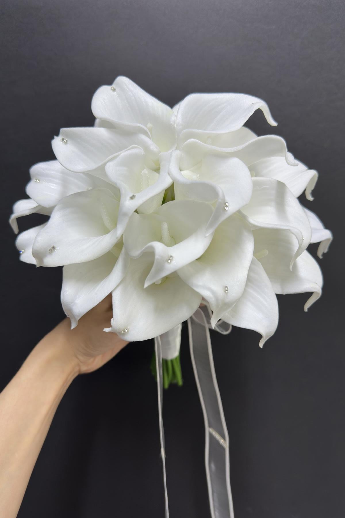 Sparkling Beaded Wet Gala Bridal Bouquet and Grooms Boutonnière