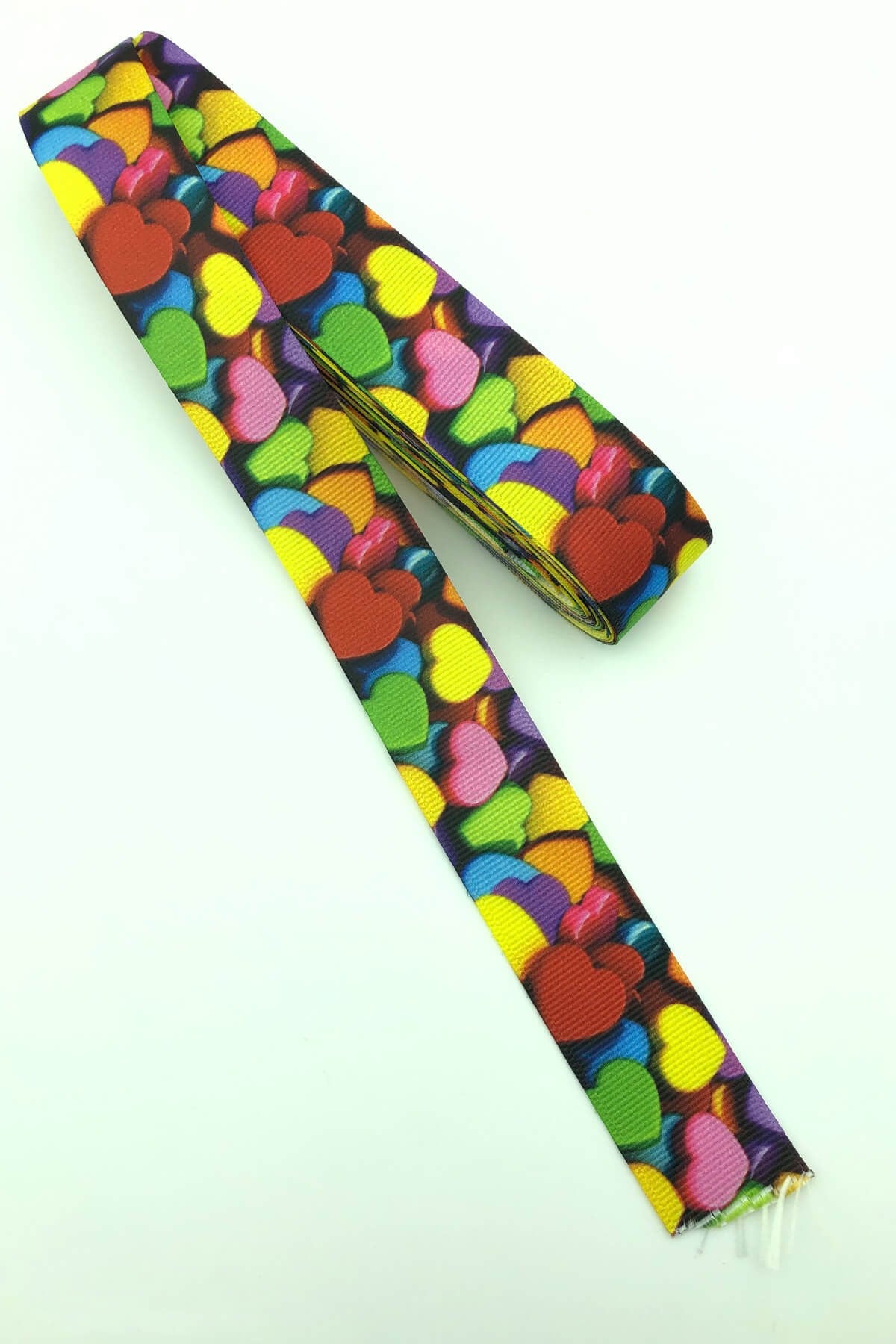 Pastel Color Heart Printed Grosgrain Ribbon 10 Mt