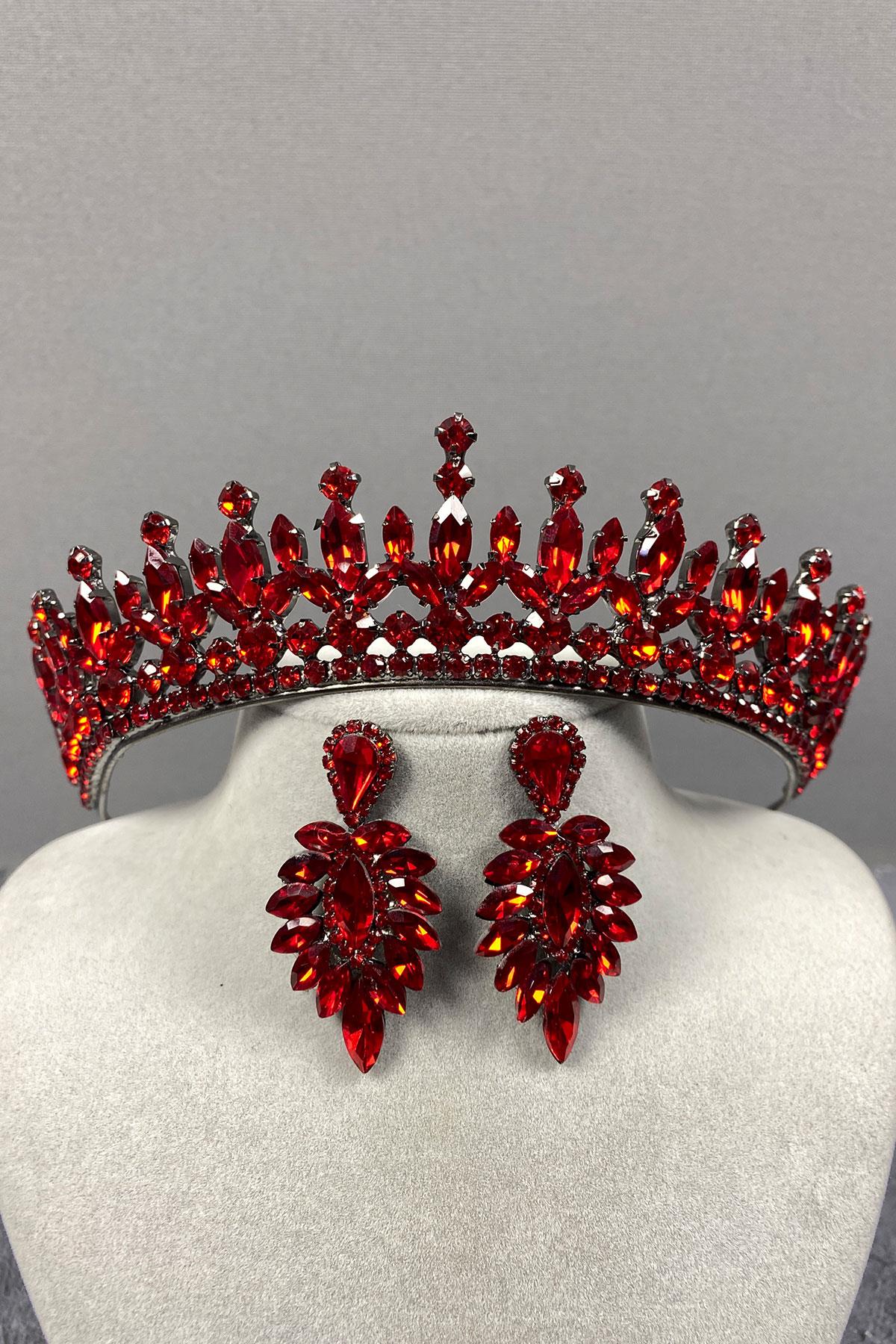 Pedro Stone Bridal Henna Crown And Earring Set