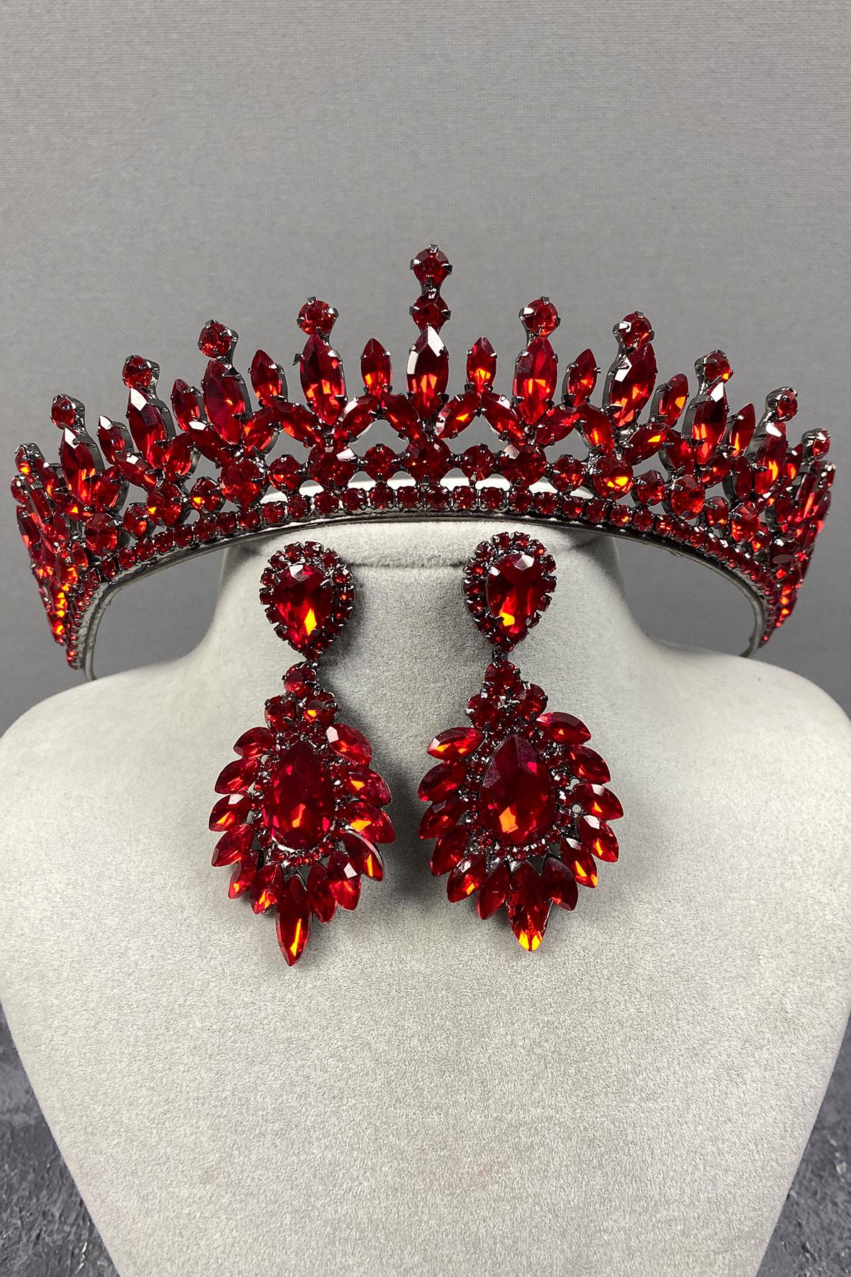 Pedro Stone Bridal Henna Crown And Earring Set