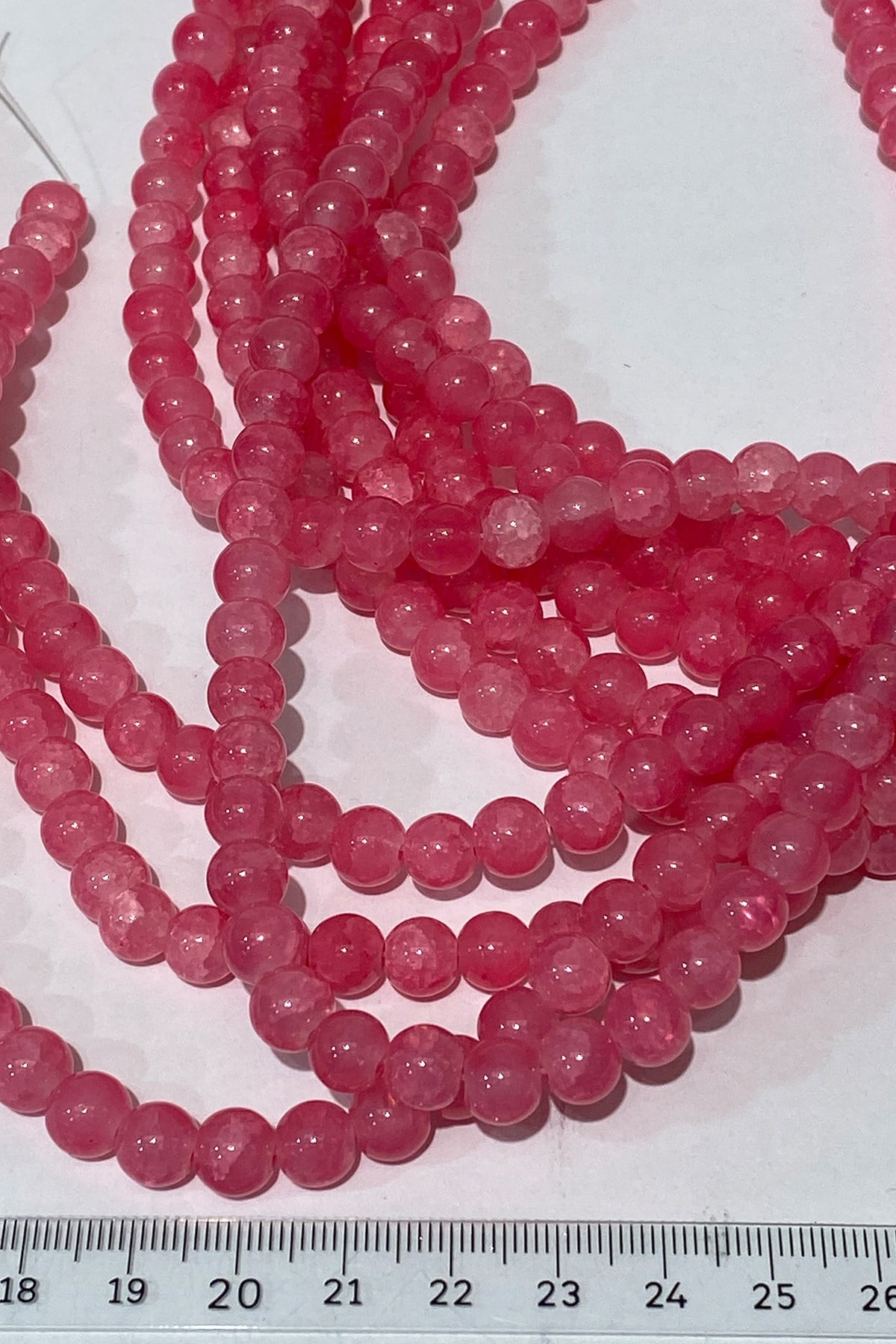 Pembe Desenli Dizi Cam Boncuk 8 mm
