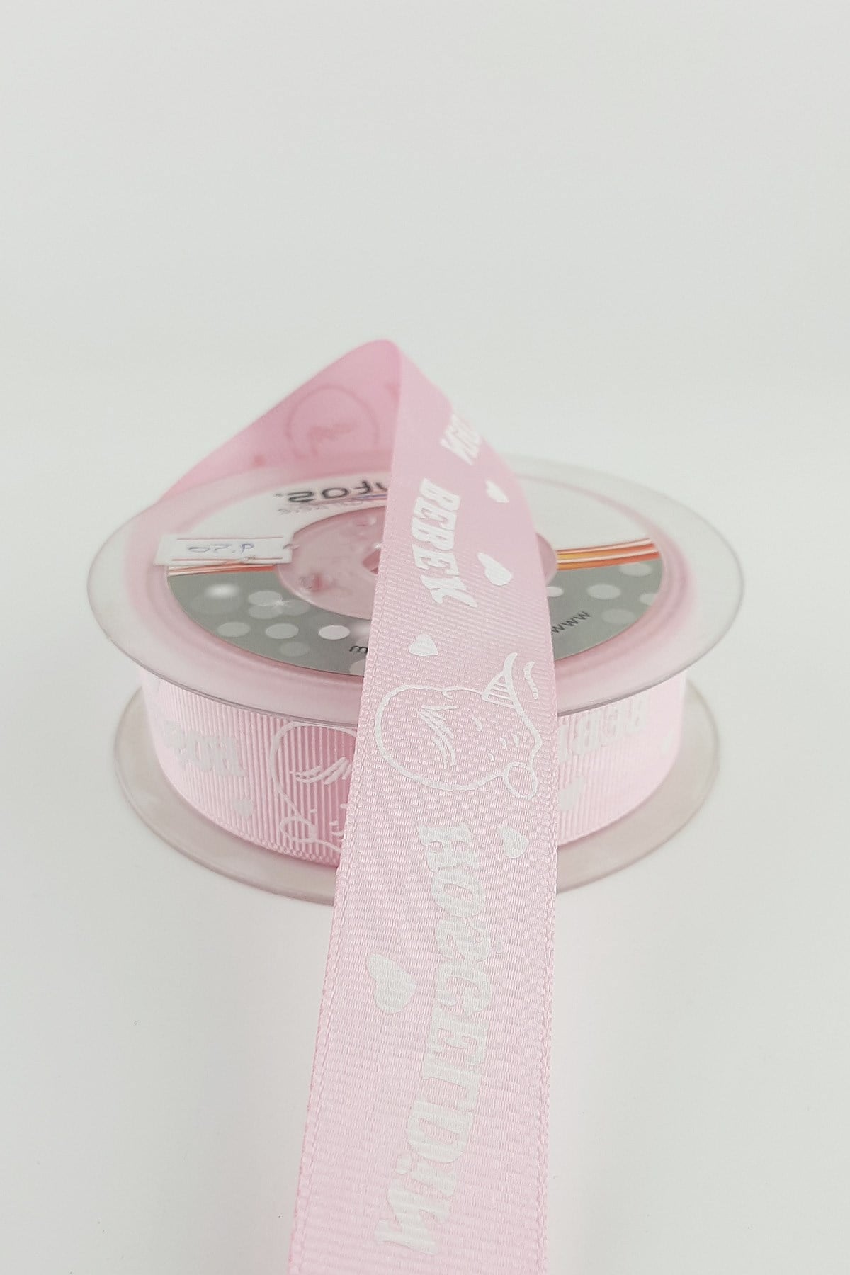 Pink Welcome Baby Printed Grosgrain Ribbon 2.50 cm 20 mt