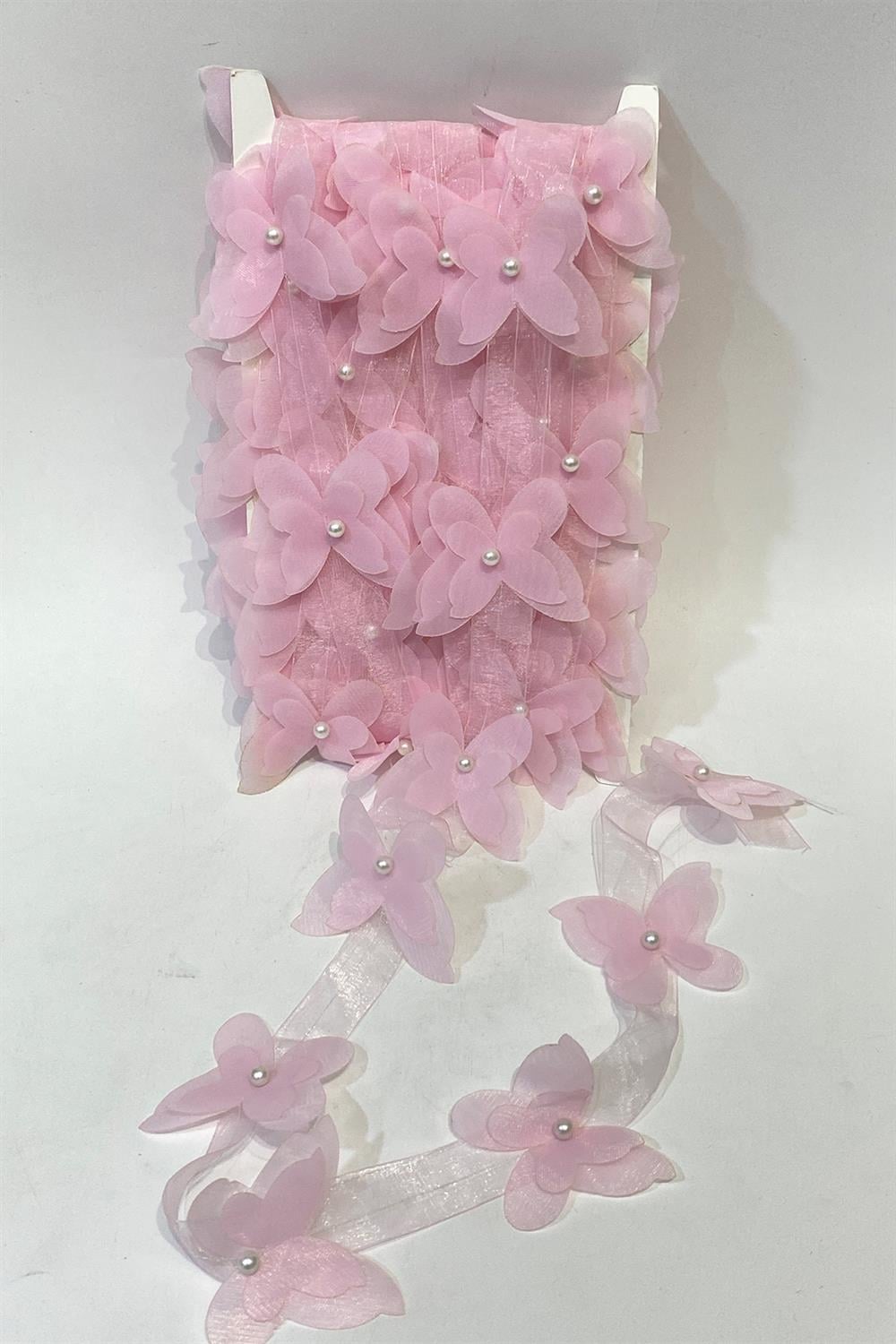 Pink Laser Cut Chiffon Butterfly