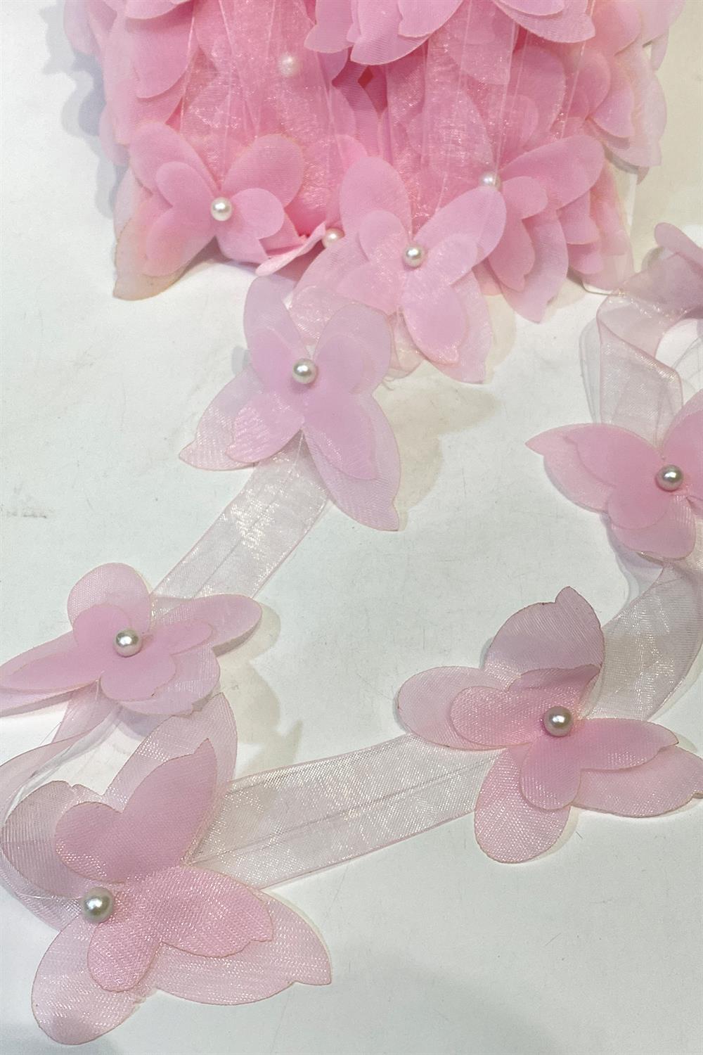  Pink Laser Cut Chiffon Butterfly