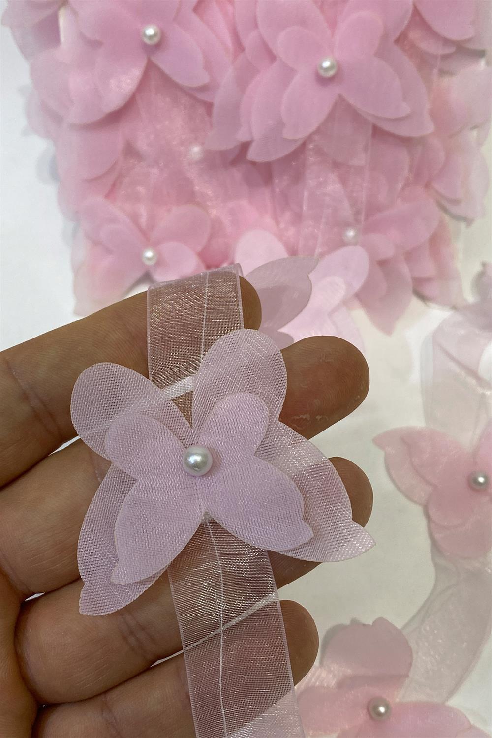  Pink Laser Cut Chiffon Butterfly