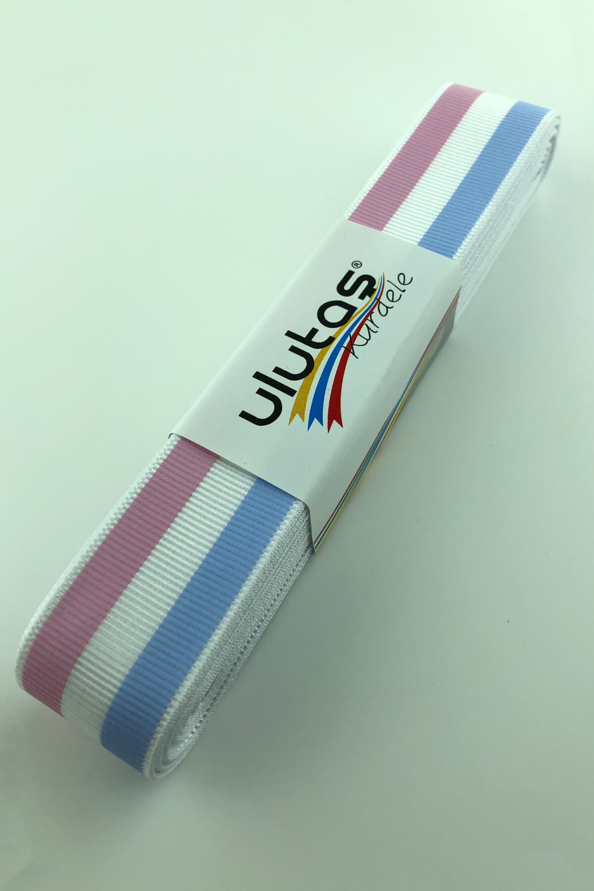 Pink Blue Line Printed Grosgrain Ribbon 10 mt