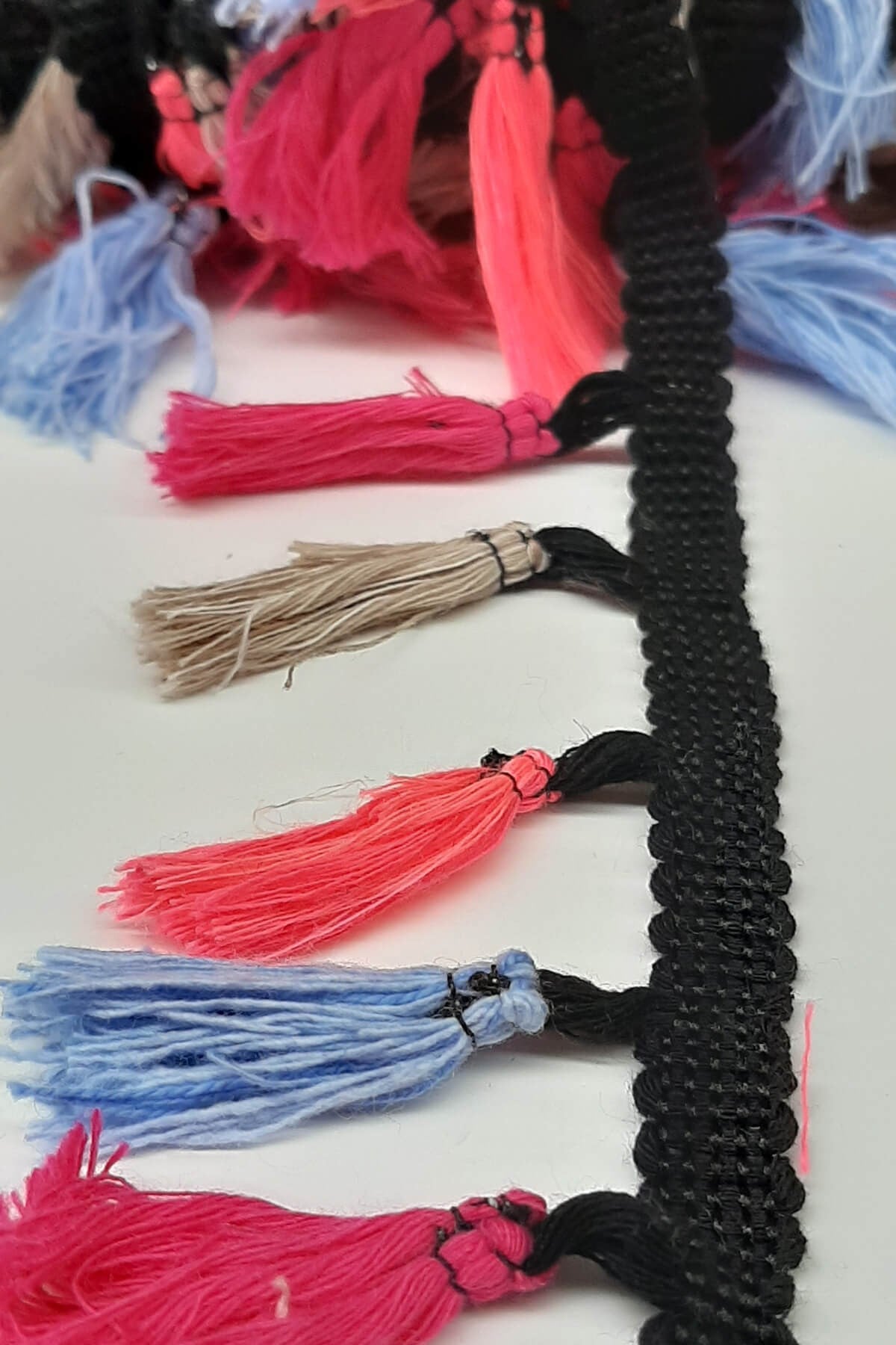 Pink Blue Gray Cotton Fringe Tassel