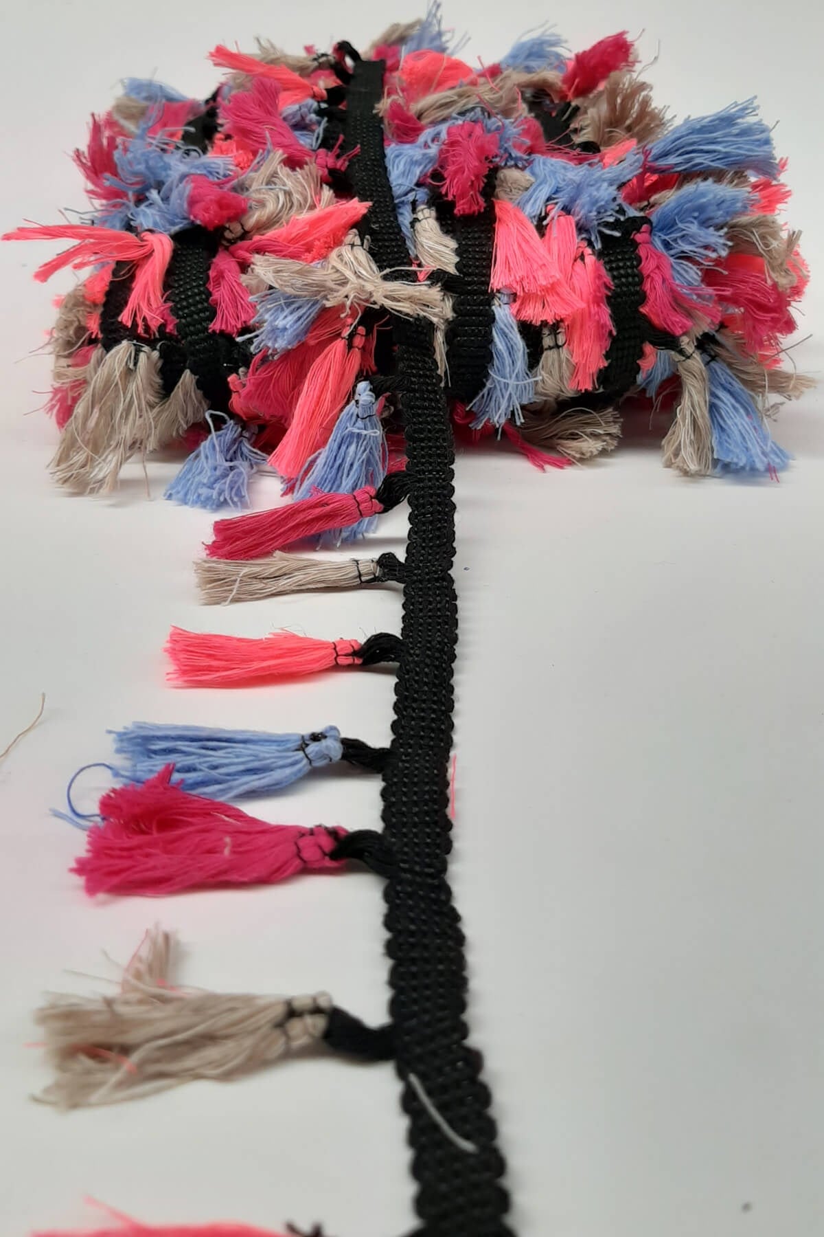 Pink Blue Gray Cotton Fringe Tassel