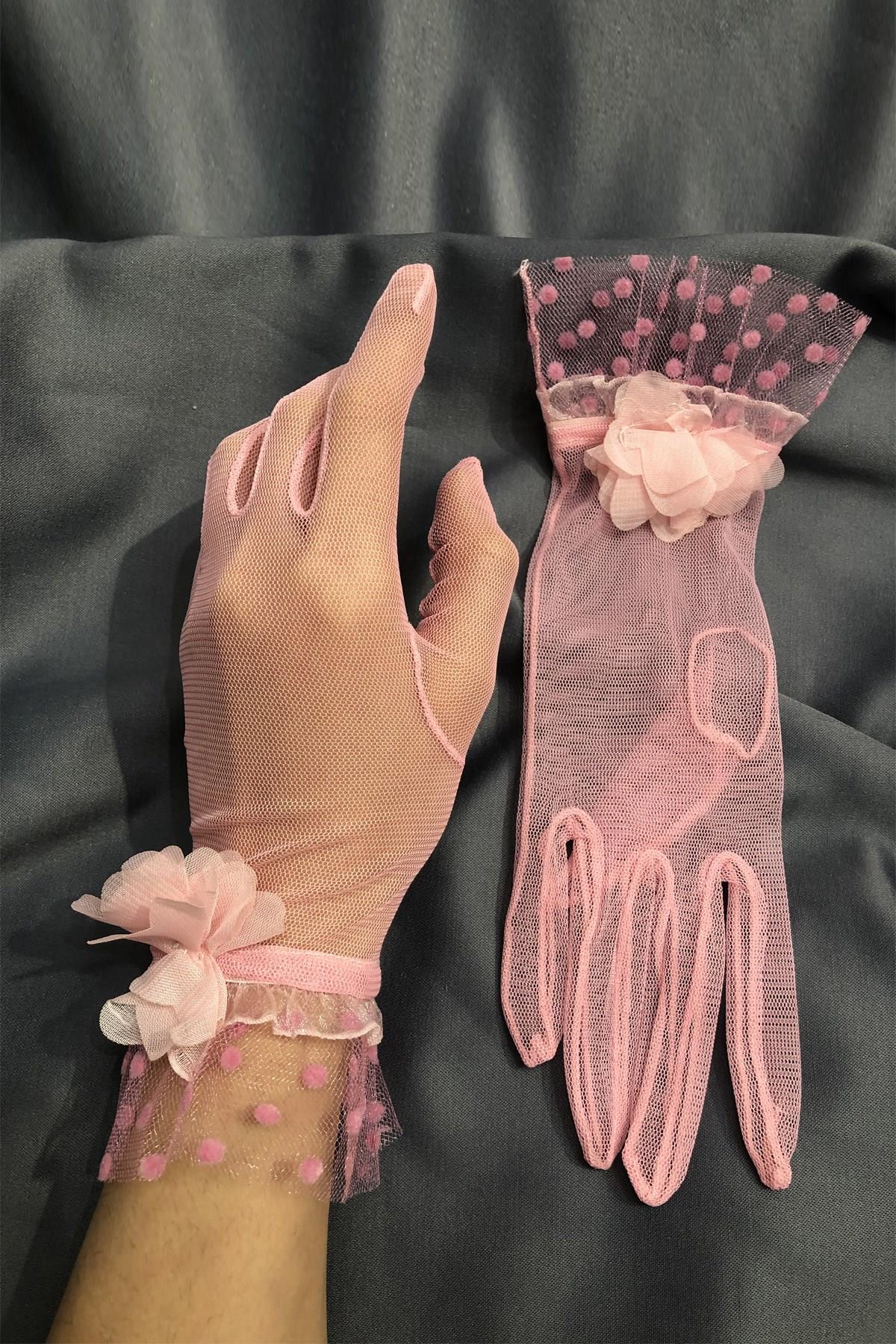 Toptan Pembe Puantiyeli Eldiven